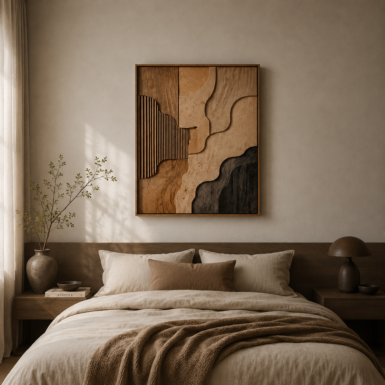 Abstract Wood Wall Art, Organic Modern Wall Decor, Large Wooden Wall Sculpture, Minimalist Wall Panel, Handmade Wood Artwork