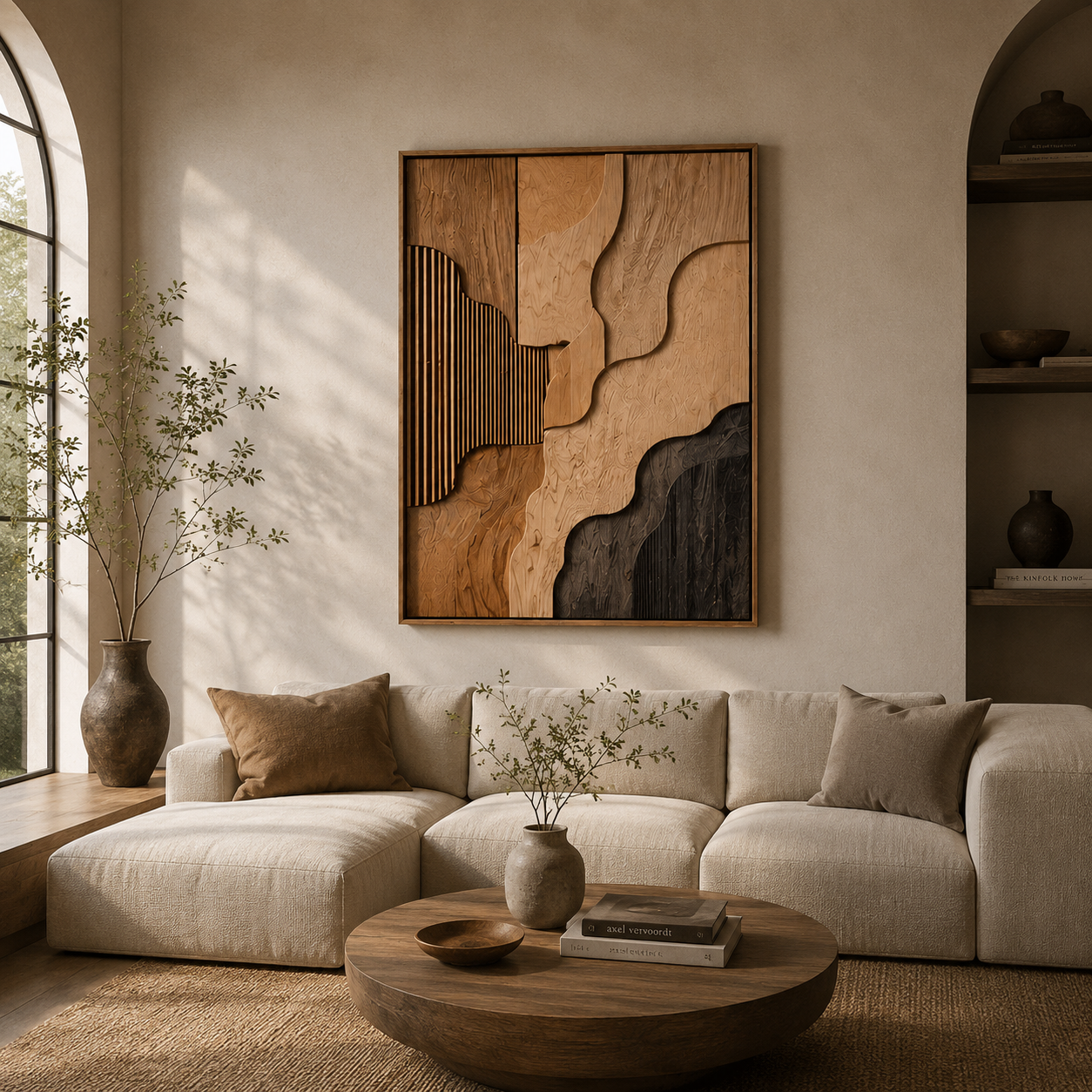 Abstract Wood Wall Art, Organic Modern Wall Decor, Large Wooden Wall Sculpture, Minimalist Wall Panel, Handmade Wood Artwork