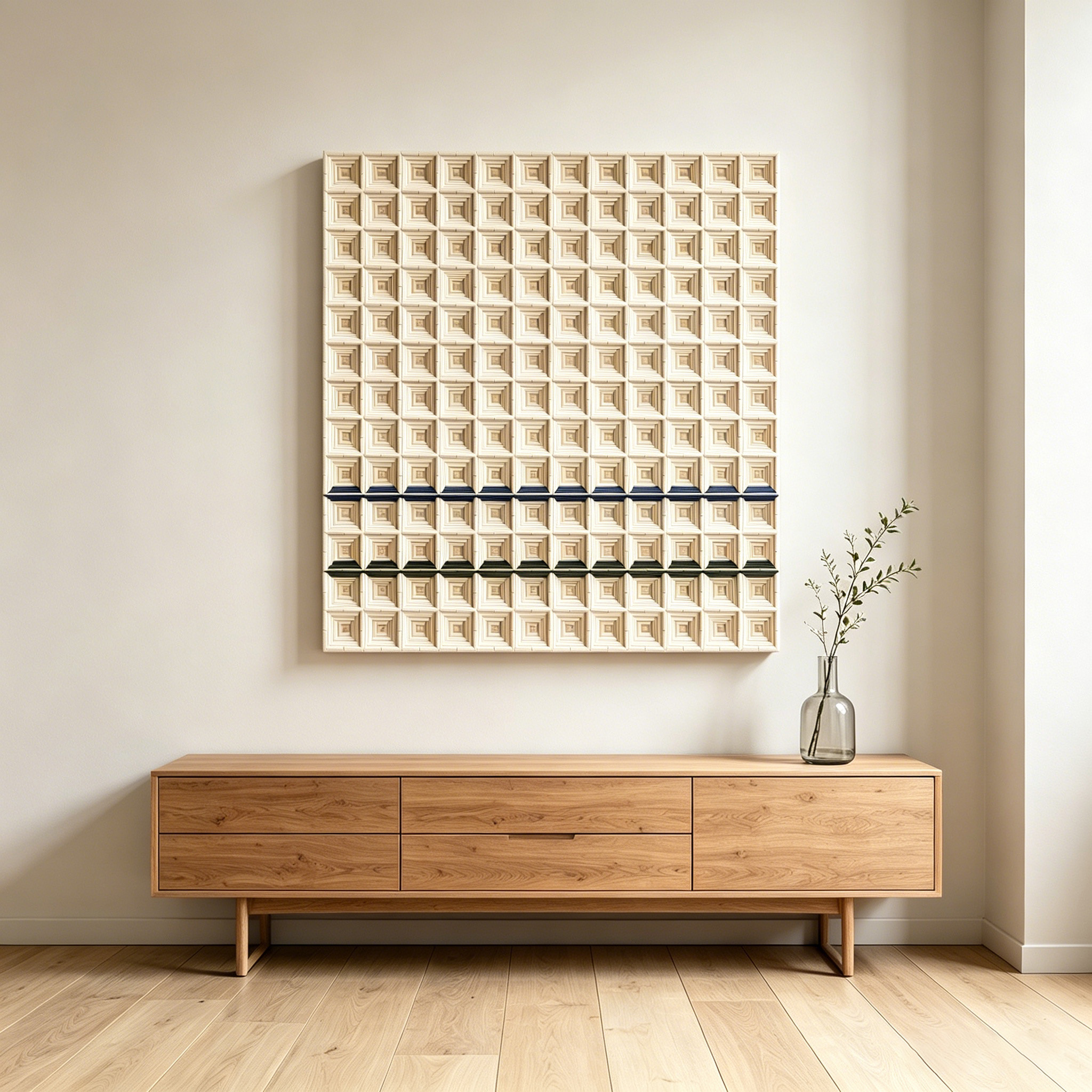 Geometric Fiber Wall Art, White Textile Wall Hanging, Modern 3D Fiber Sculpture, Neutral Minimalist Wall Decor, Handmade Cotton Rope Art