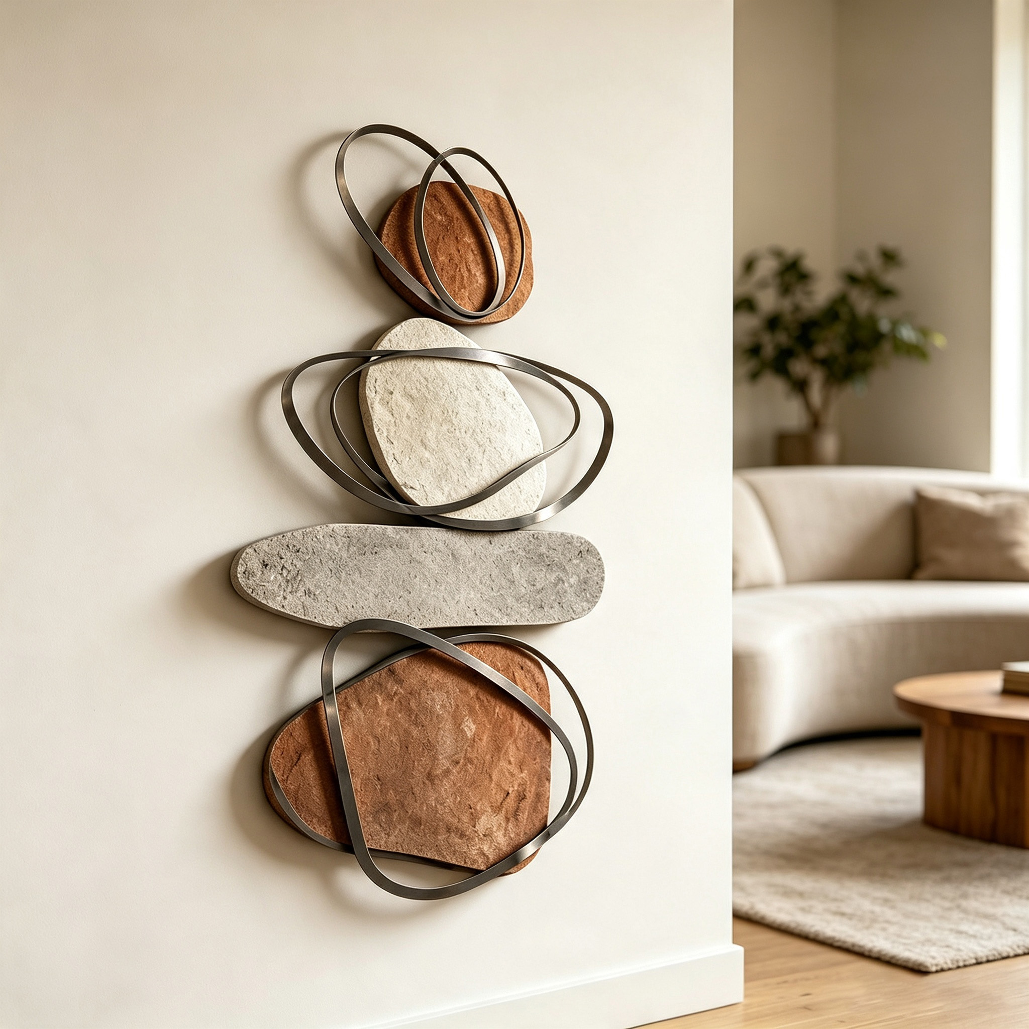 Large Abstract Wood Wall Art, Handmade Organic Wall Sculpture, Modern Japandi Wall Decor, Neutral Living Room Wooden Artwork
