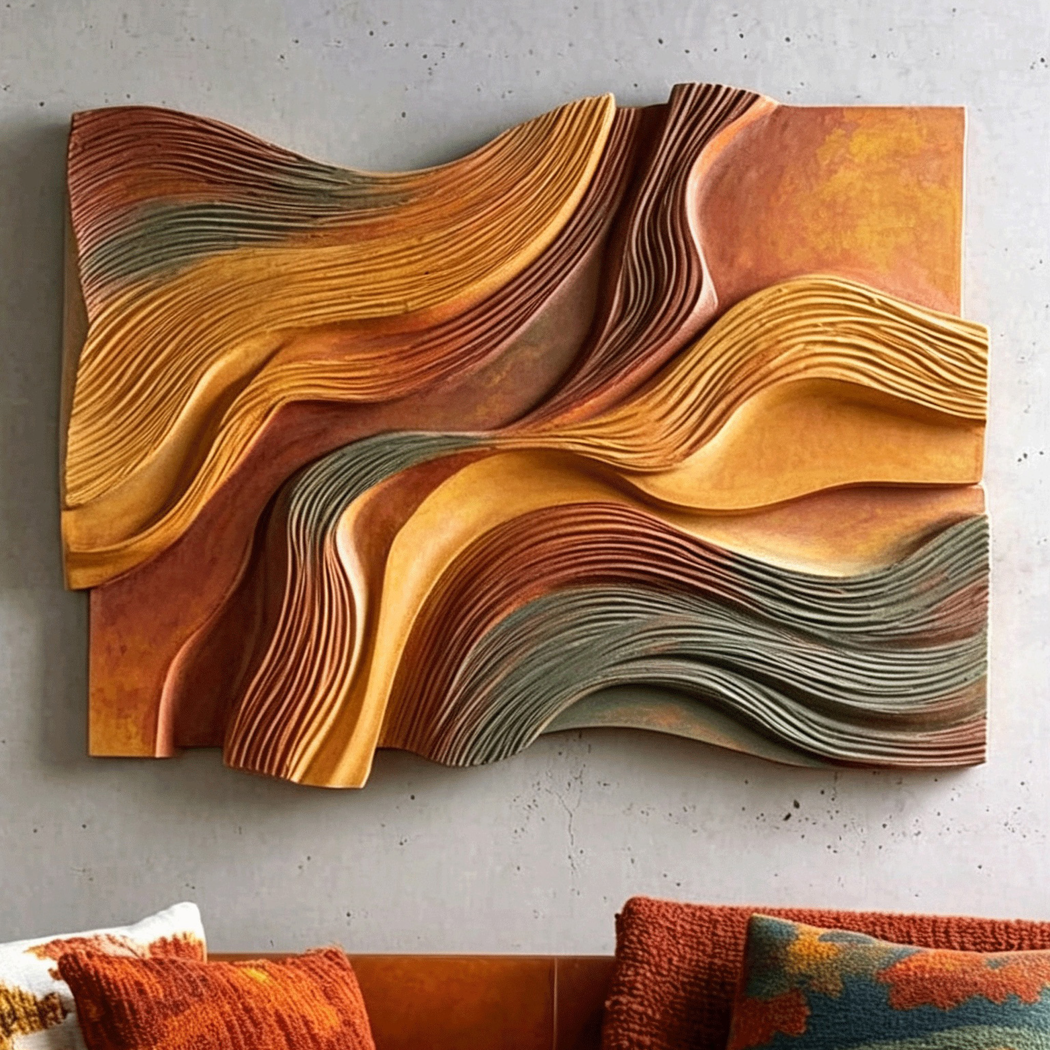 Layered Wood Wall Art, Parametric Wood Sculpture, Modern Organic Decor, Abstract Wooden Wall Hanging