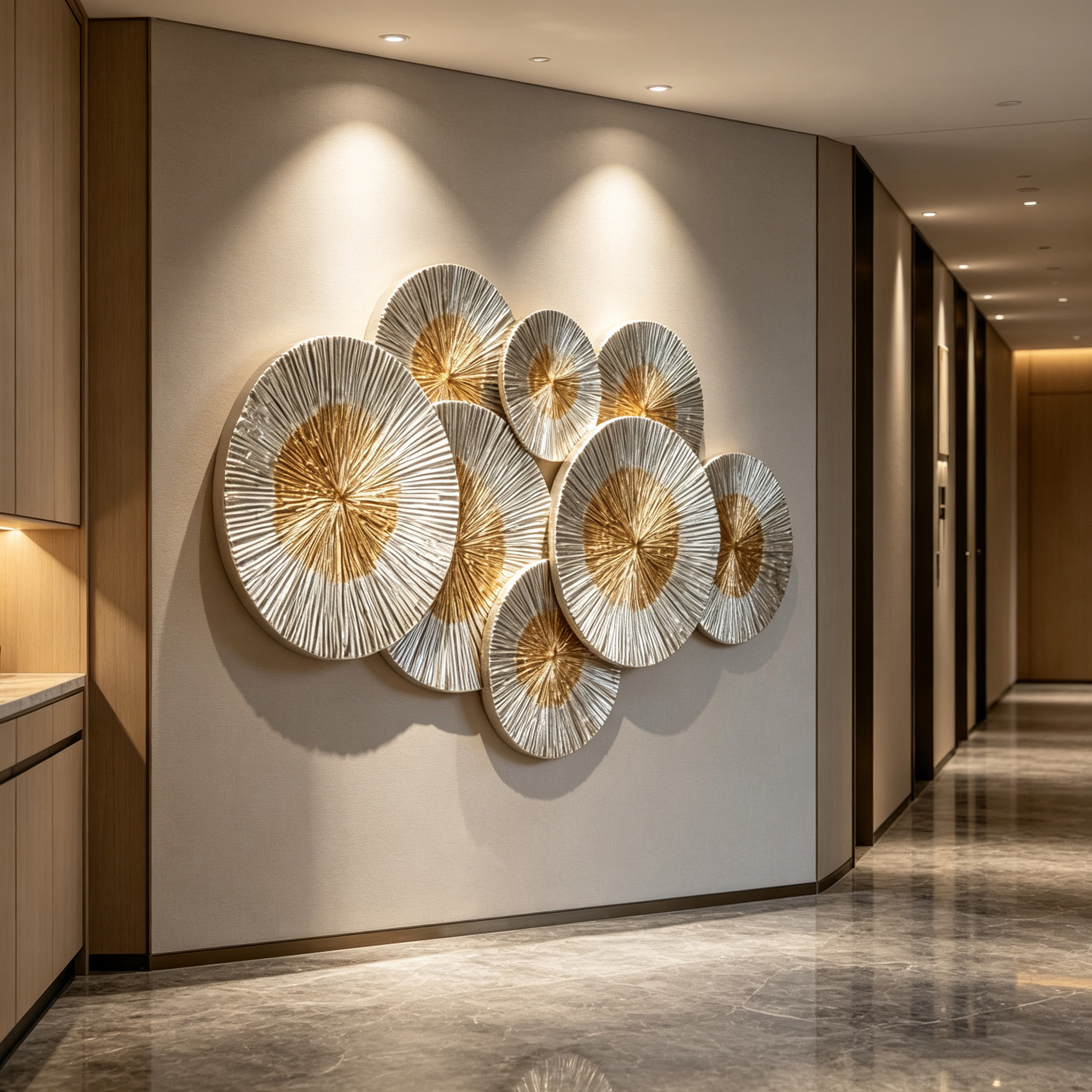 Large Modern Wood Wall Art, Hand Carved Abstract Wall Sculpture, Natural Wooden Circle Decor, Japandi Living Room Wall Hanging
