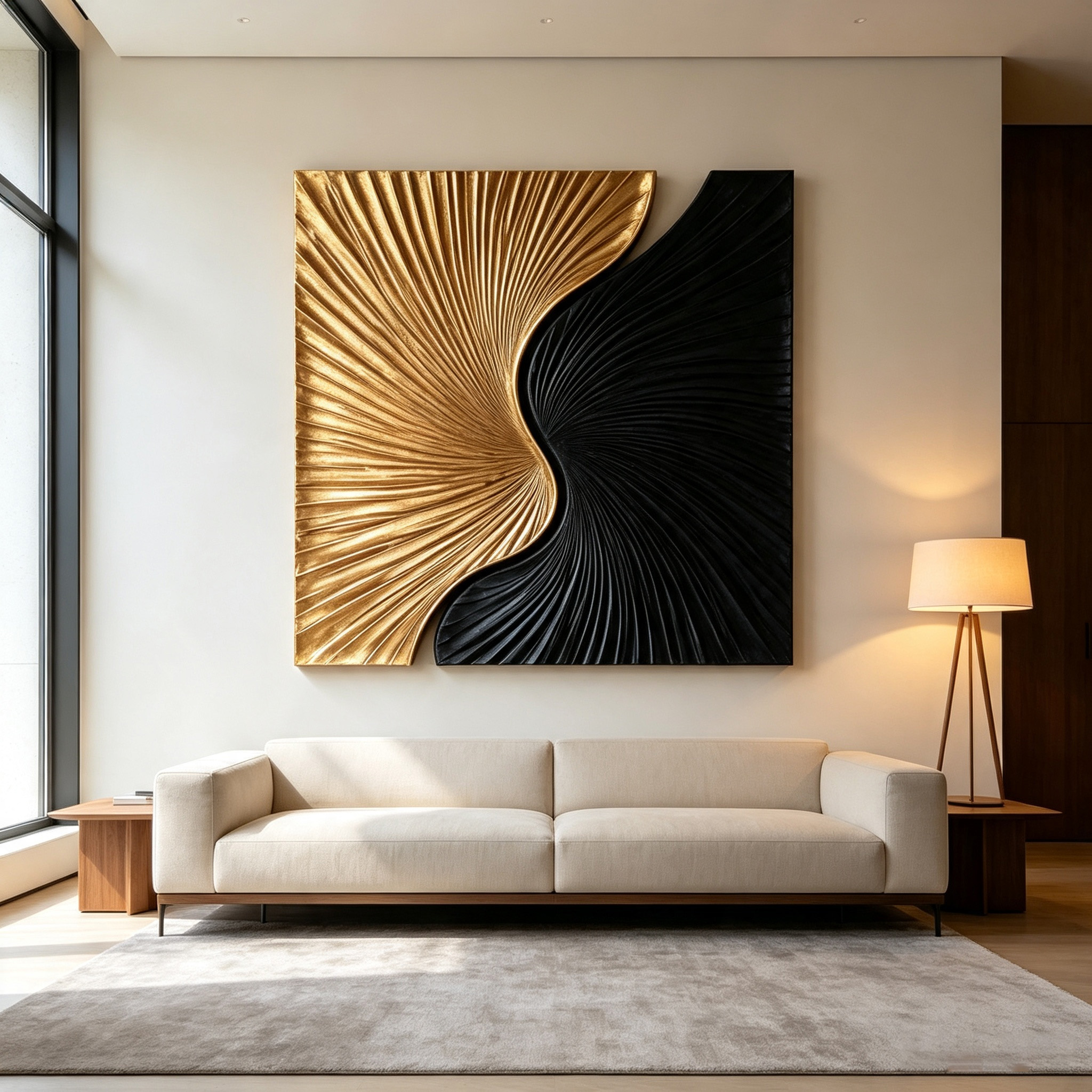 Black Gold Wood Wall Art, 3D Abstract Wood Sculpture, Organic Modern Textured Wall Decor, Luxury Statement Wall Art