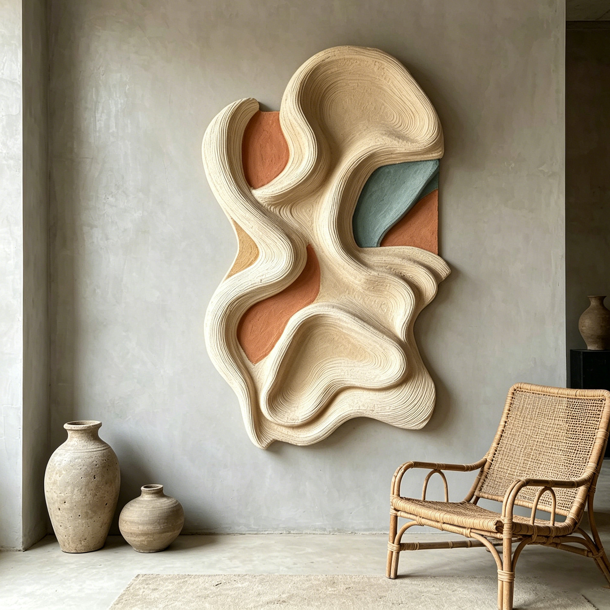 Large Abstract Wood Wall Art, Organic Modern Wall Sculpture, 3D Carved Wood Panel, Japandi Decor, Statement Wall Hanging