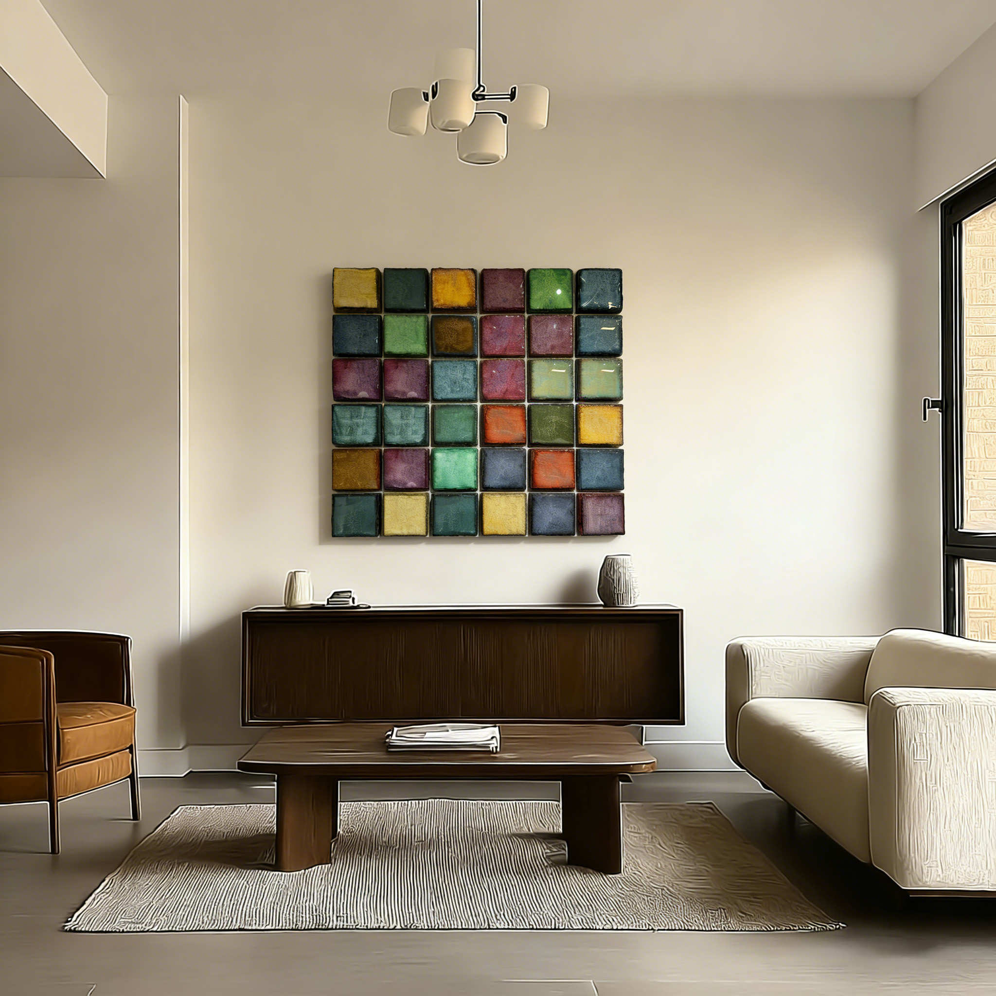 Large Ceramic Wall Art, Modern Geometric Abstract Sculpture, Textured Mixed Media Artwork, Luxury Contemporary Wall Decor