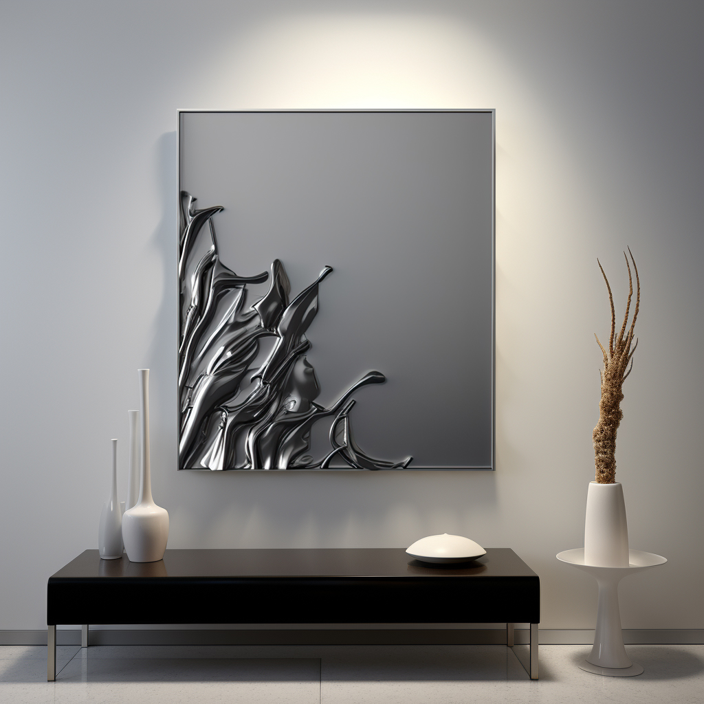 Grey art deco wall art- car paint textured board- oil paint