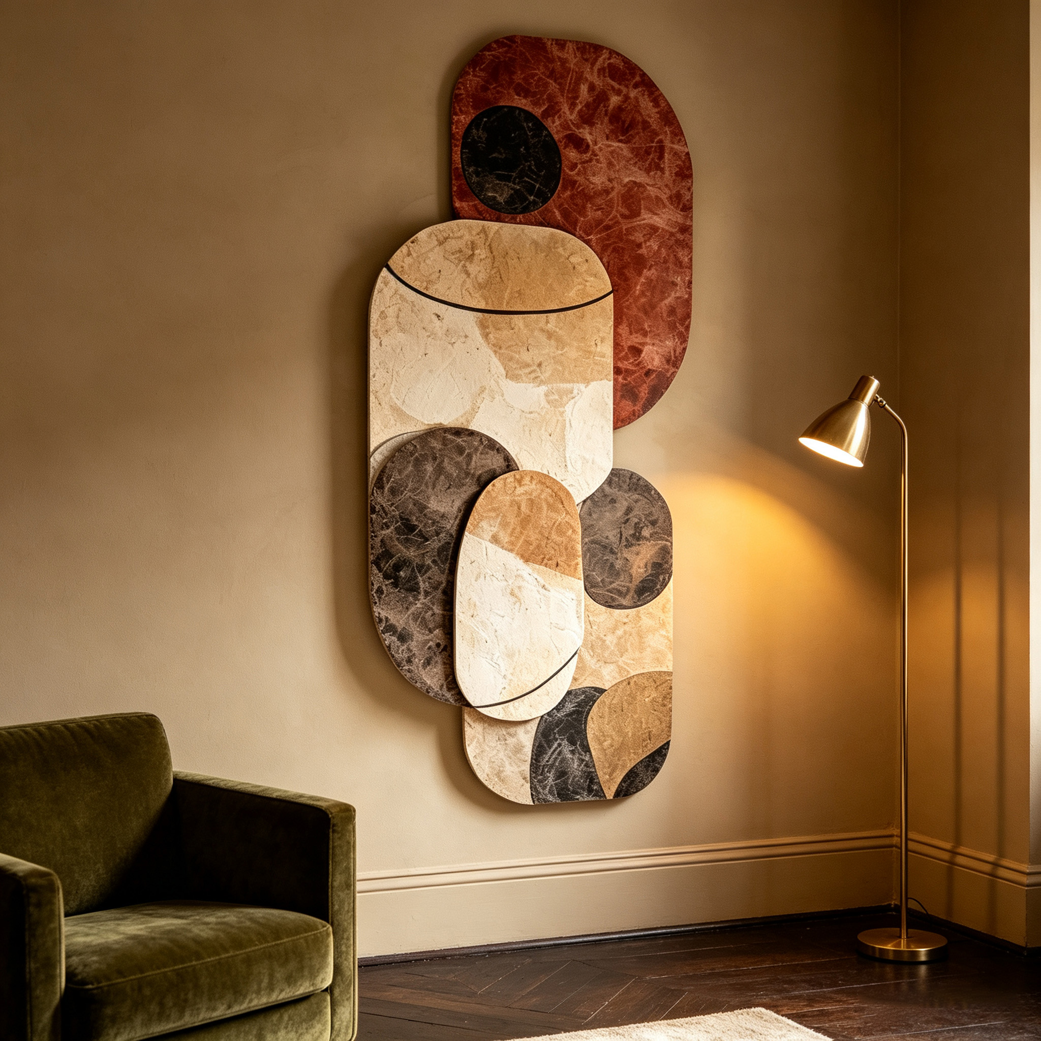 Large Abstract Wood Wall Art, Mid Century Modern Wooden Wall Sculpture, Bauhaus Geometric Wall Decor, 3D Japandi Wall Hanging