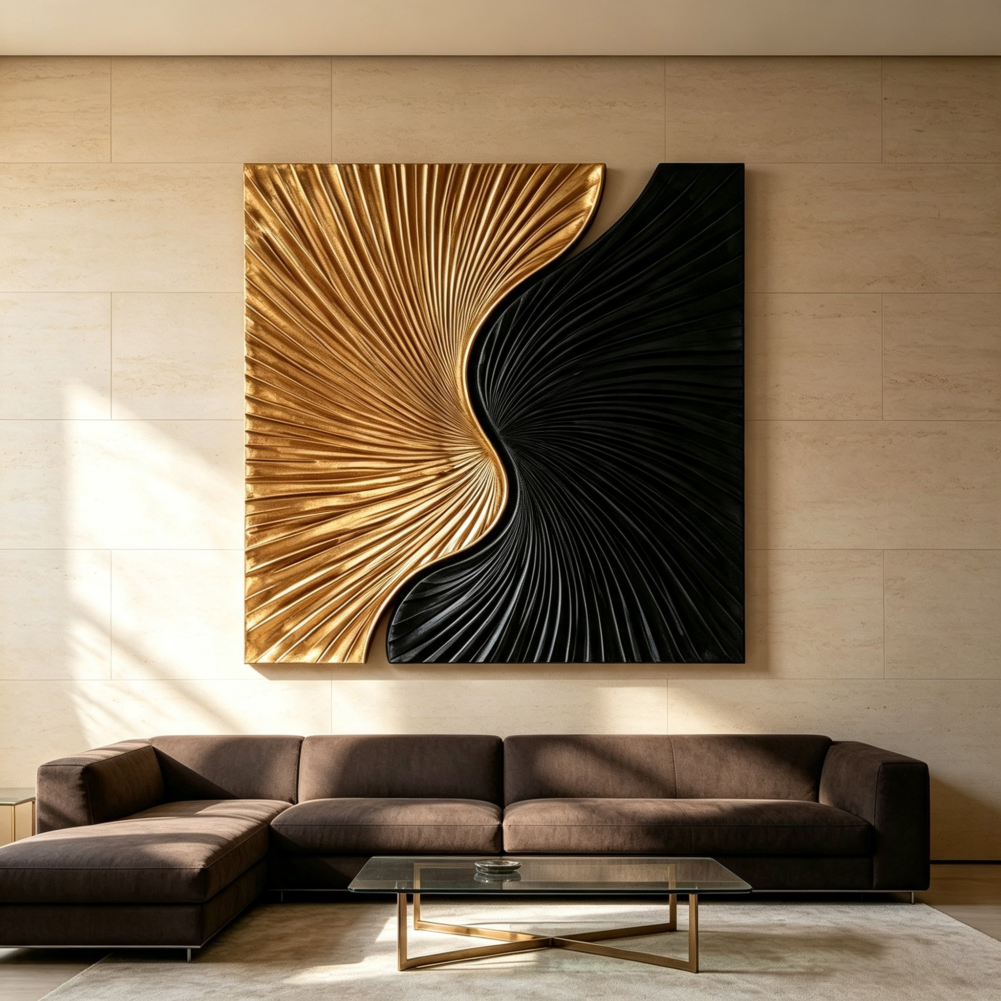 Black Gold Wood Wall Art, 3D Abstract Wood Sculpture, Organic Modern Textured Wall Decor, Luxury Statement Wall Art