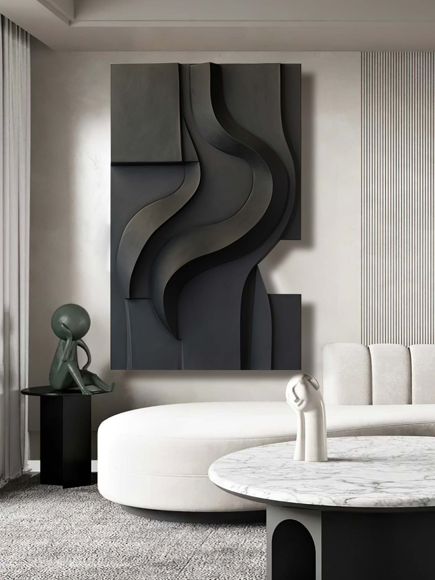 dark abstract wall art- sculpture- wood carving
