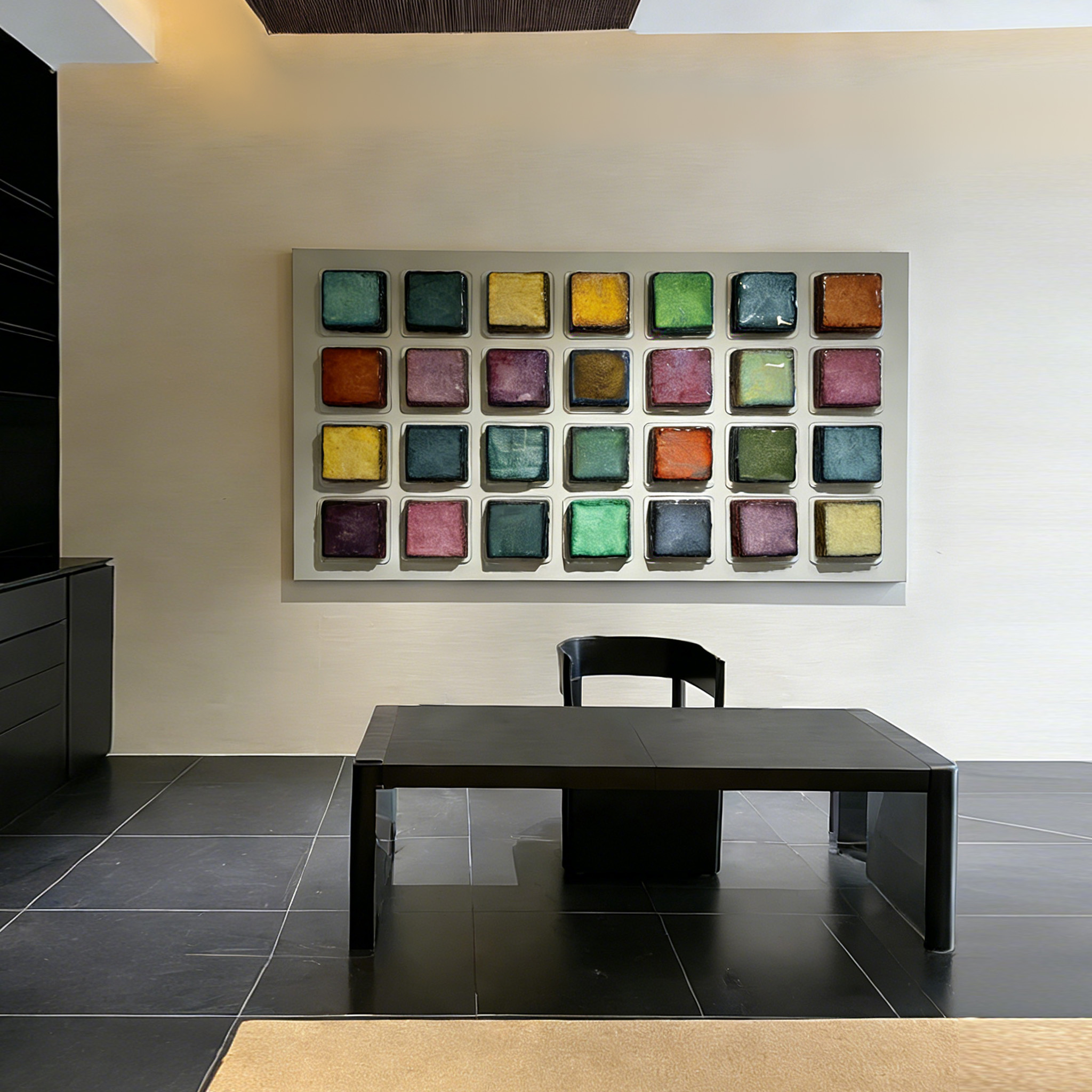 Large Ceramic Wall Art, Modern Geometric Abstract Sculpture, Textured Mixed Media Artwork, Luxury Contemporary Wall Decor