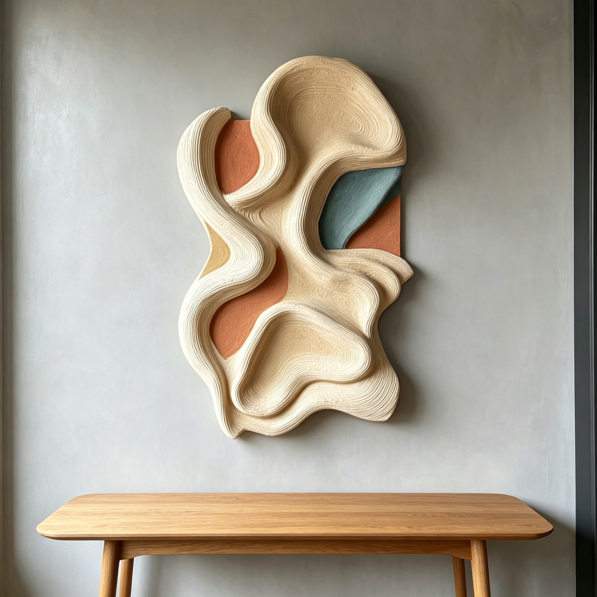 Large Abstract Wood Wall Art, Organic Modern Wall Sculpture, 3D Carved Wood Panel, Japandi Decor, Statement Wall Hanging