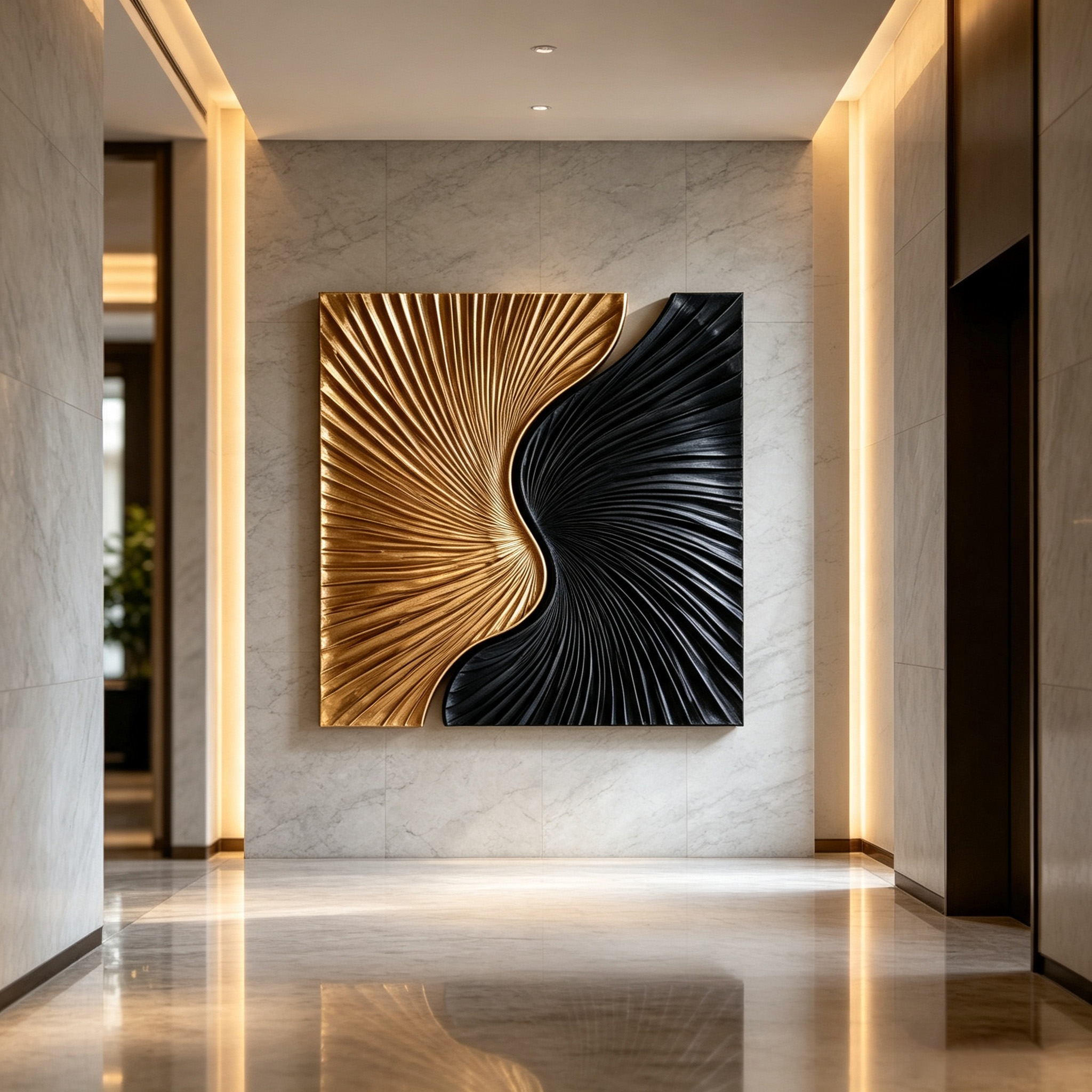 Black Gold Wood Wall Art, 3D Abstract Wood Sculpture, Organic Modern Textured Wall Decor, Luxury Statement Wall Art