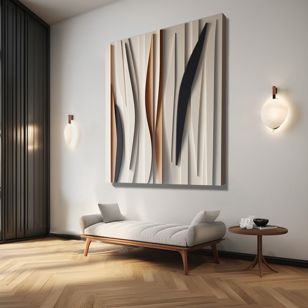 3D Abstract Wall Art with Floating Effect – Delicate Multi-Line Modern Sculpture | Minimalist Geometric Wall Decor for Home or Office
