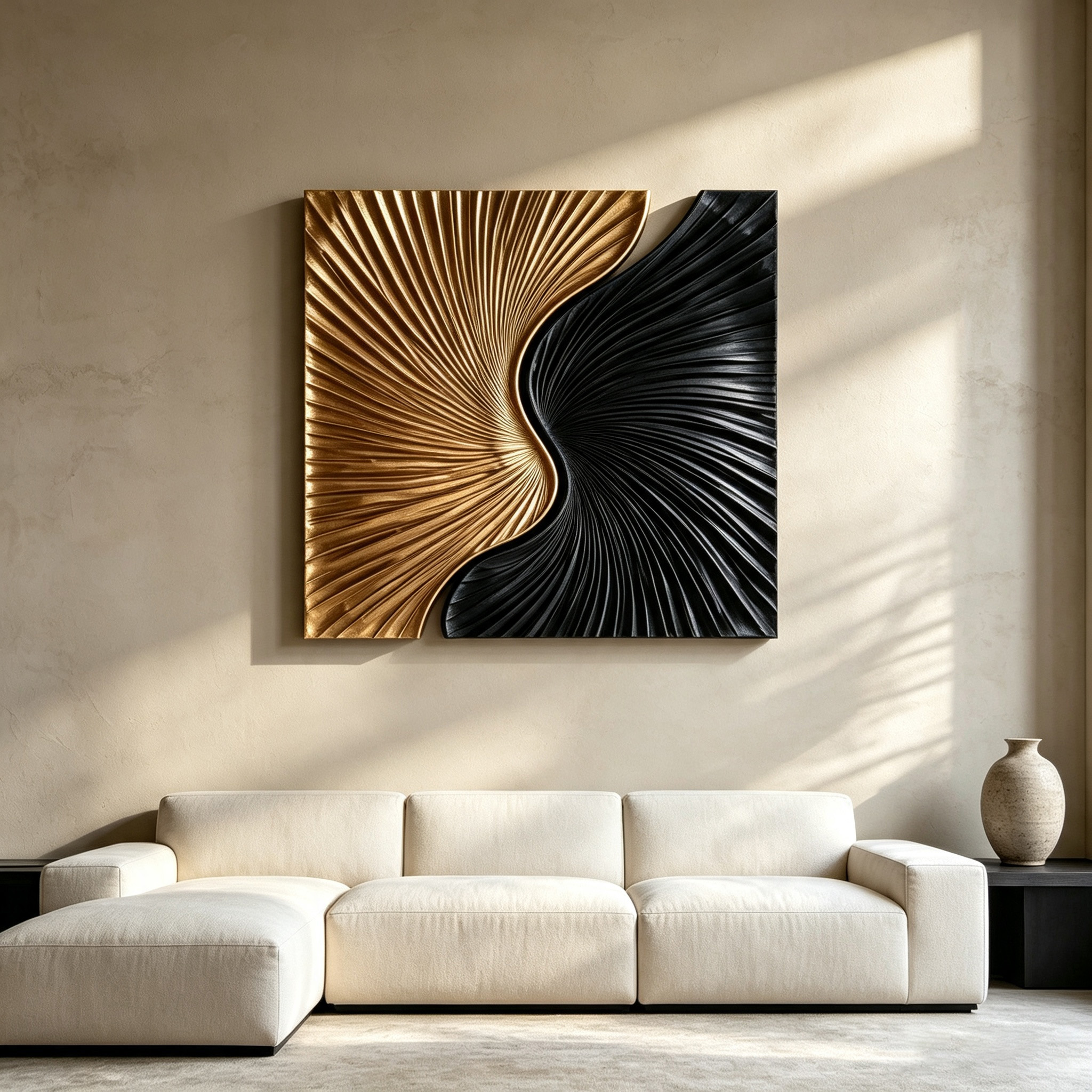 Black Gold Wood Wall Art, 3D Abstract Wood Sculpture, Organic Modern Textured Wall Decor, Luxury Statement Wall Art