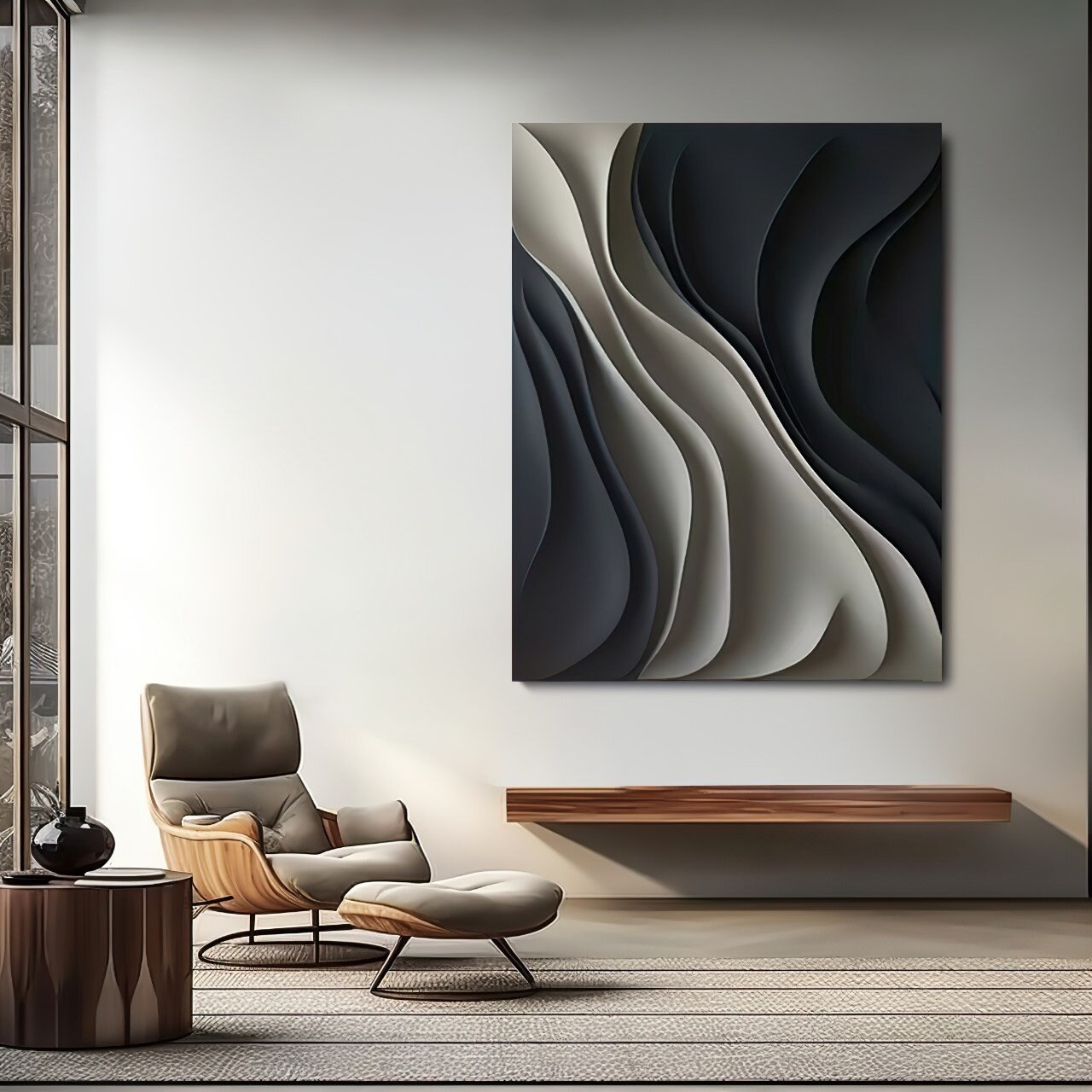 Black and white textured art decor wall- wooden craft art- home decoration