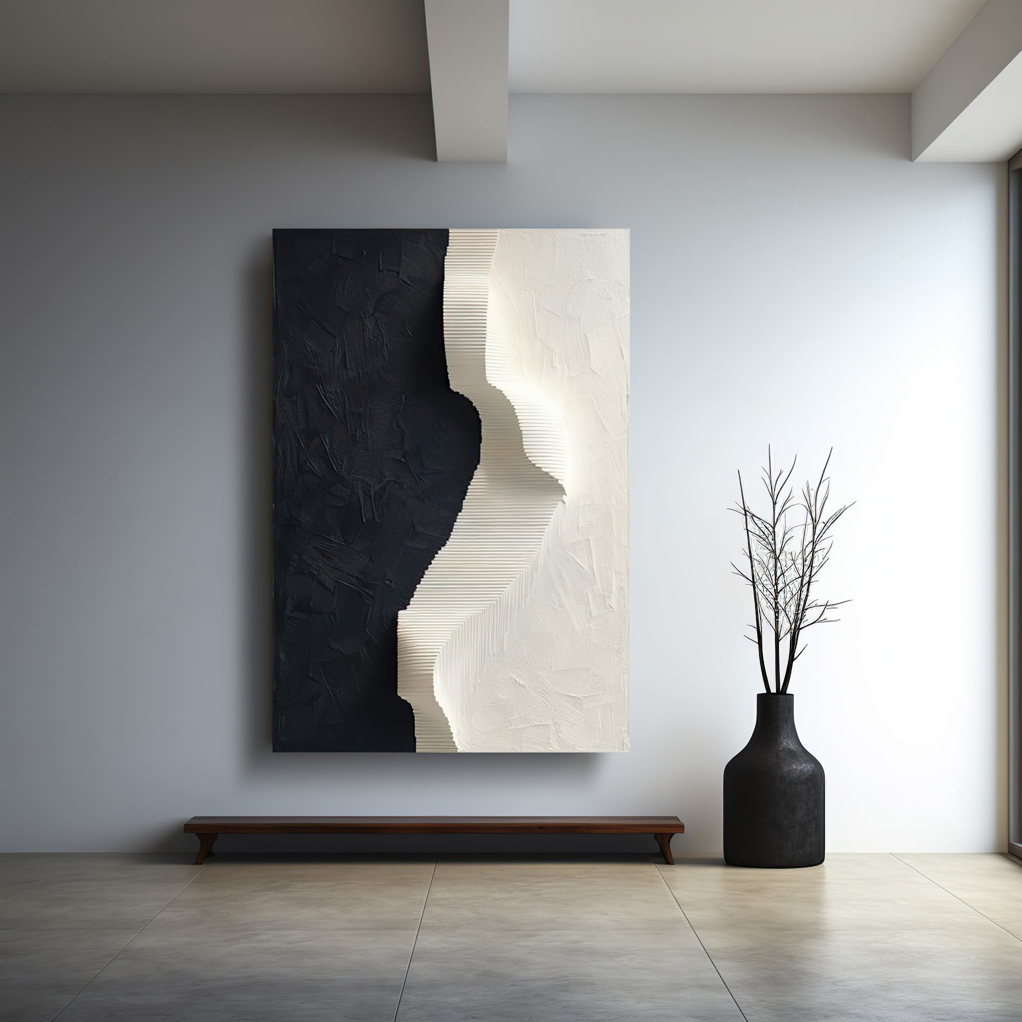 black& white canvas wall art- textured- canvas&leather