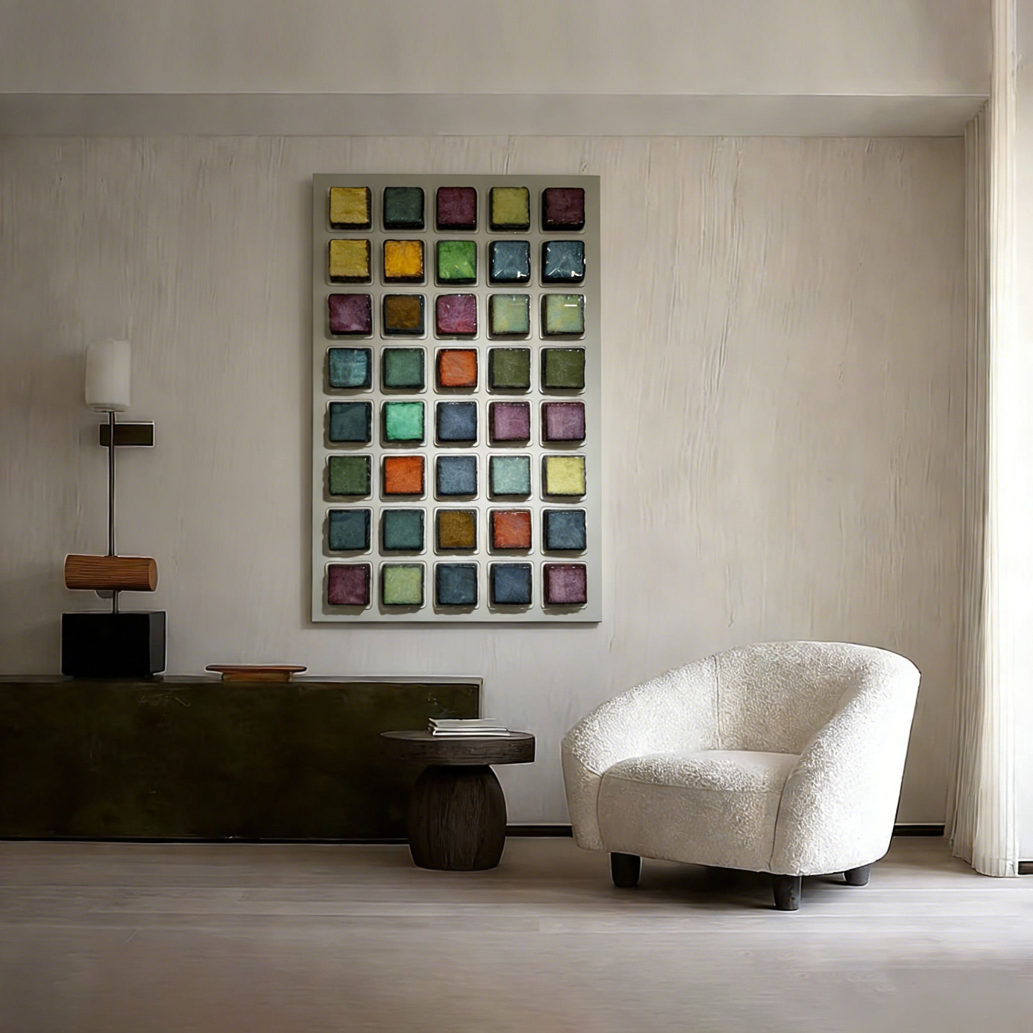 Large Ceramic Wall Art, Modern Geometric Abstract Sculpture, Textured Mixed Media Artwork, Luxury Contemporary Wall Decor