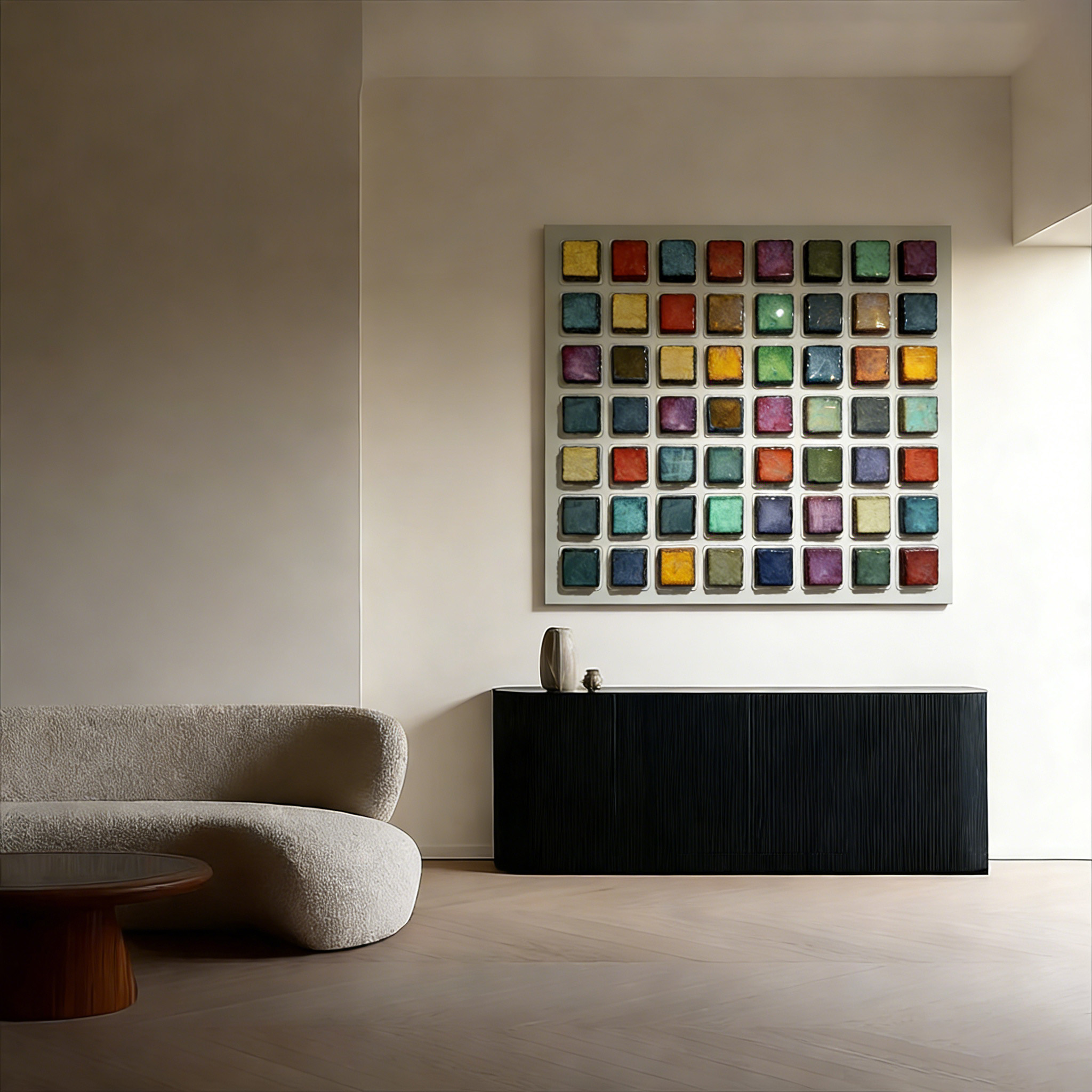 Large Ceramic Wall Art, Modern Geometric Abstract Sculpture, Textured Mixed Media Artwork, Luxury Contemporary Wall Decor