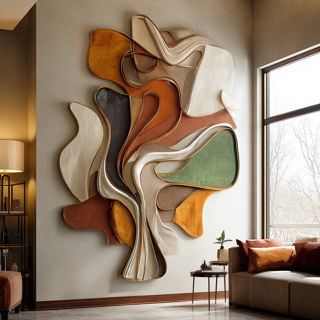 Handmade 3D Carved Wood Wall Art: Modern Abstract Sculpture