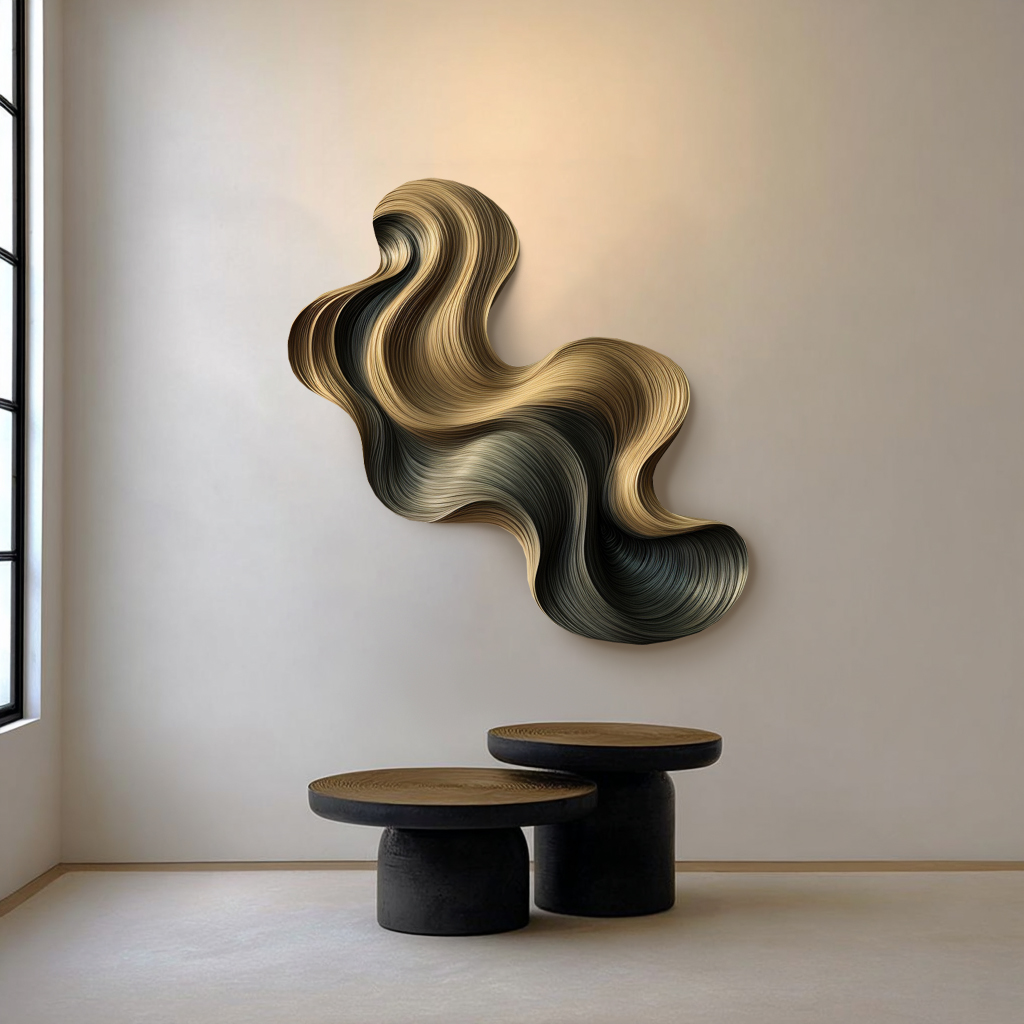 3D Wood Wave Wall Art: Modern Minimalist Sculpture