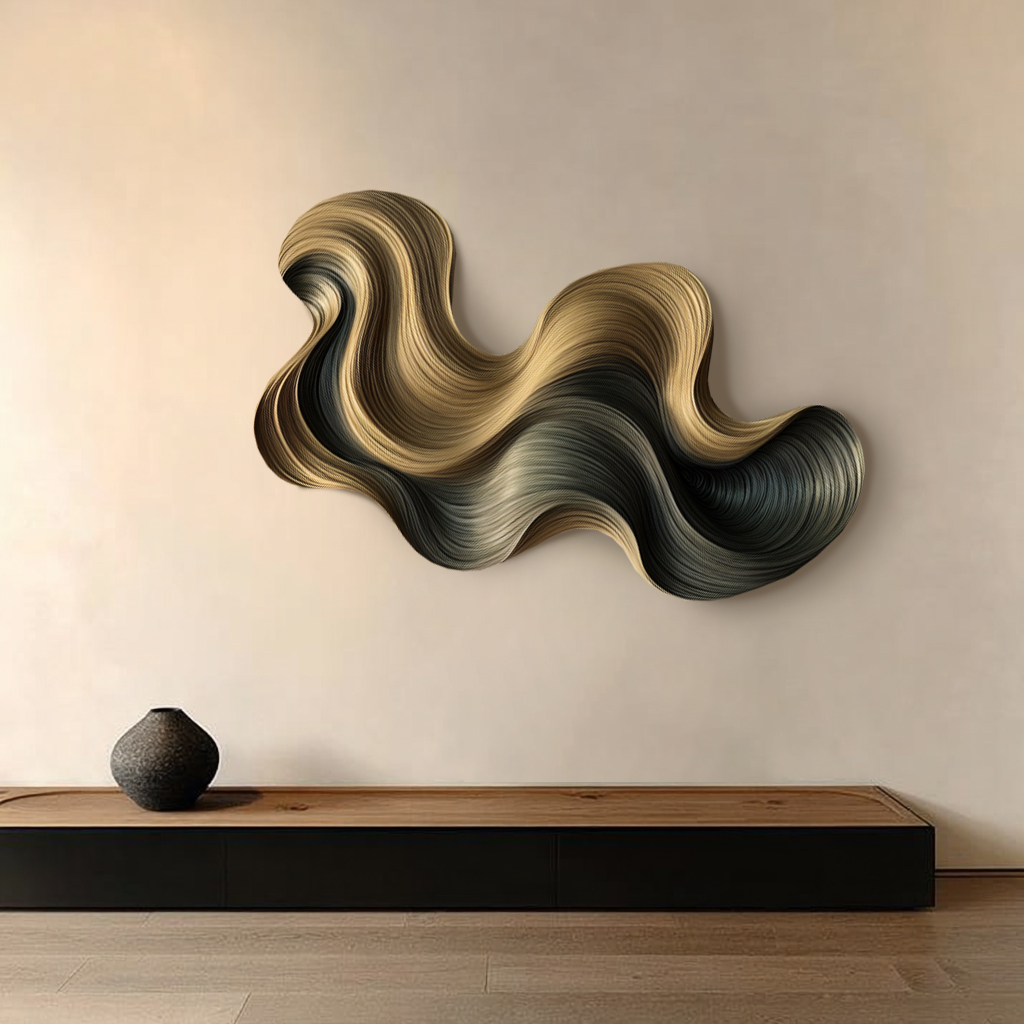 3D Wood Wave Wall Art: Modern Minimalist Sculpture