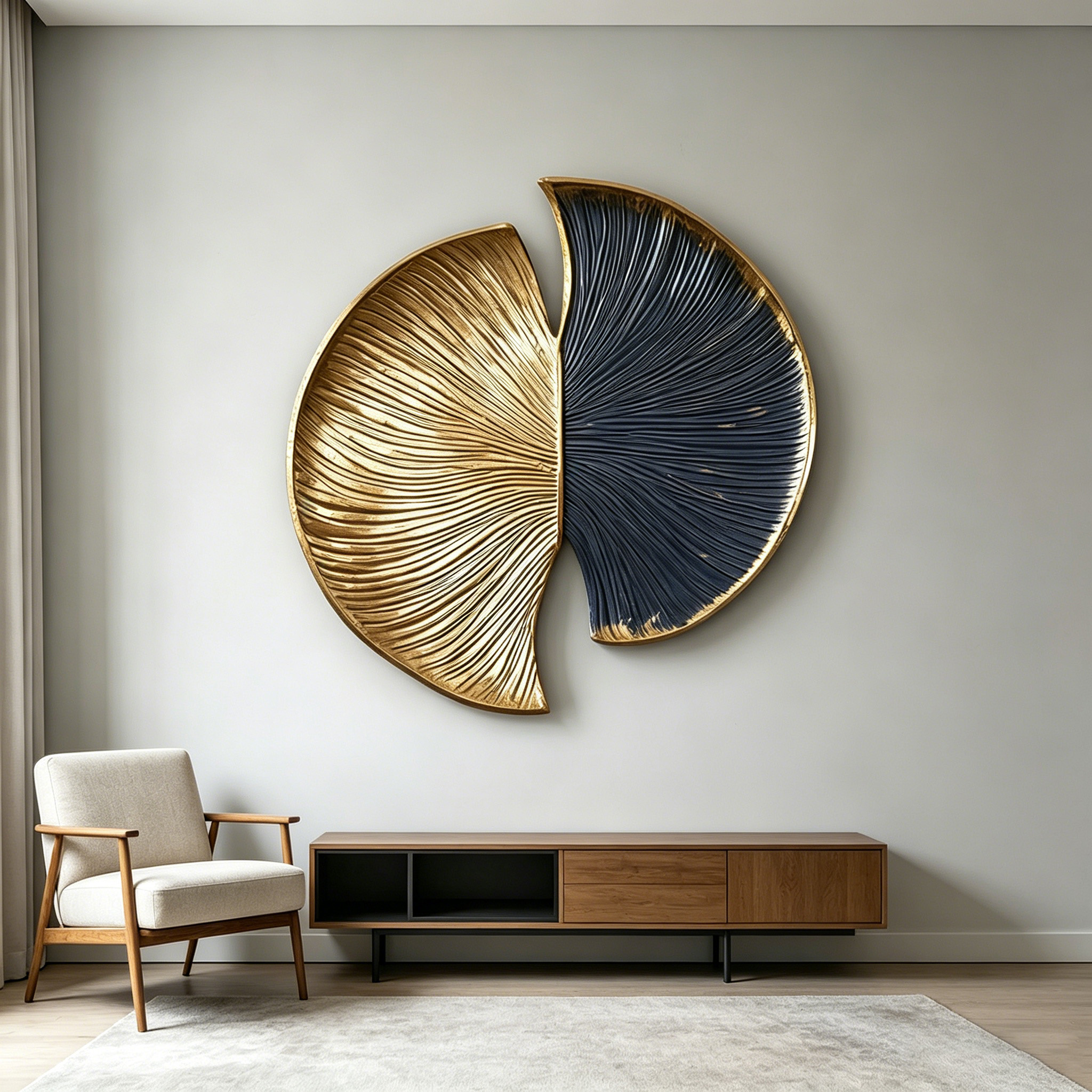 Large Wood Wall Sculpture, Abstract Carved Wood Art, Black Gold Wall Decor, Organic Modern Wall Hanging, Luxury Statement Piece
