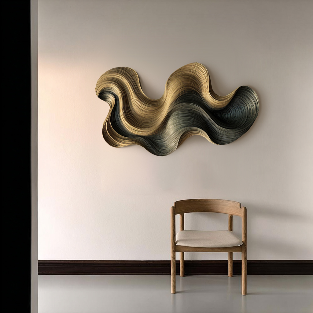 3D Wood Wave Wall Art: Modern Minimalist Sculpture