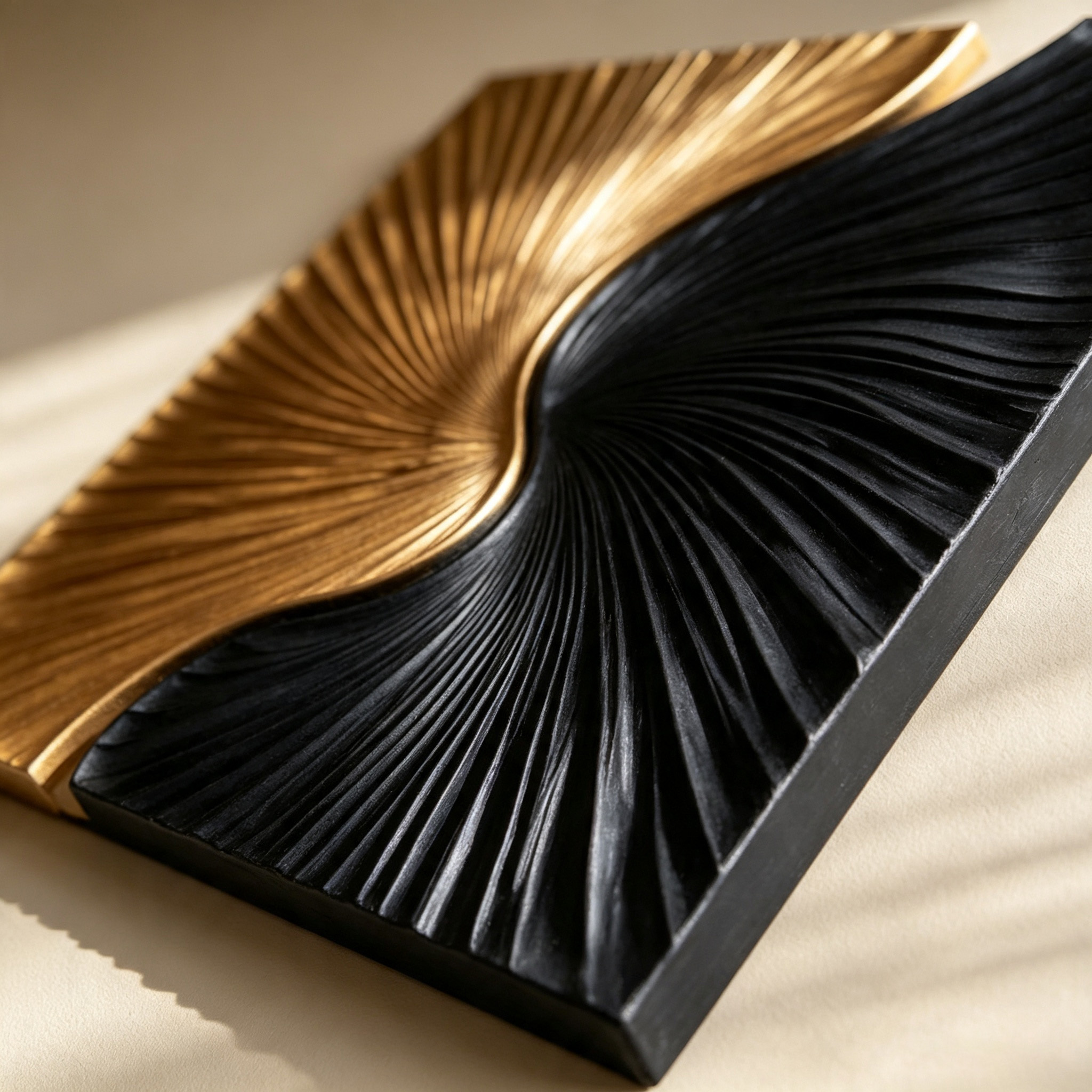 Black Gold Wood Wall Art, 3D Abstract Wood Sculpture, Organic Modern Textured Wall Decor, Luxury Statement Wall Art