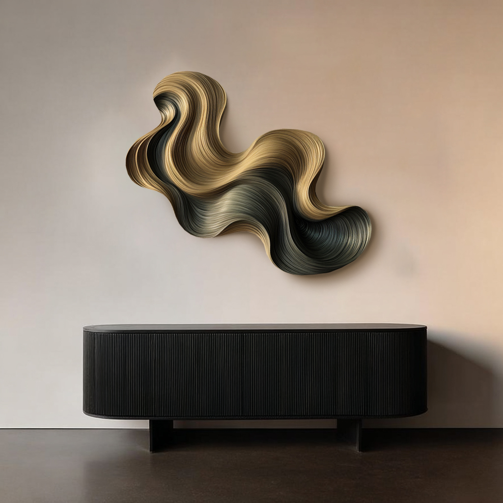 3D Wood Wave Wall Art: Modern Minimalist Sculpture