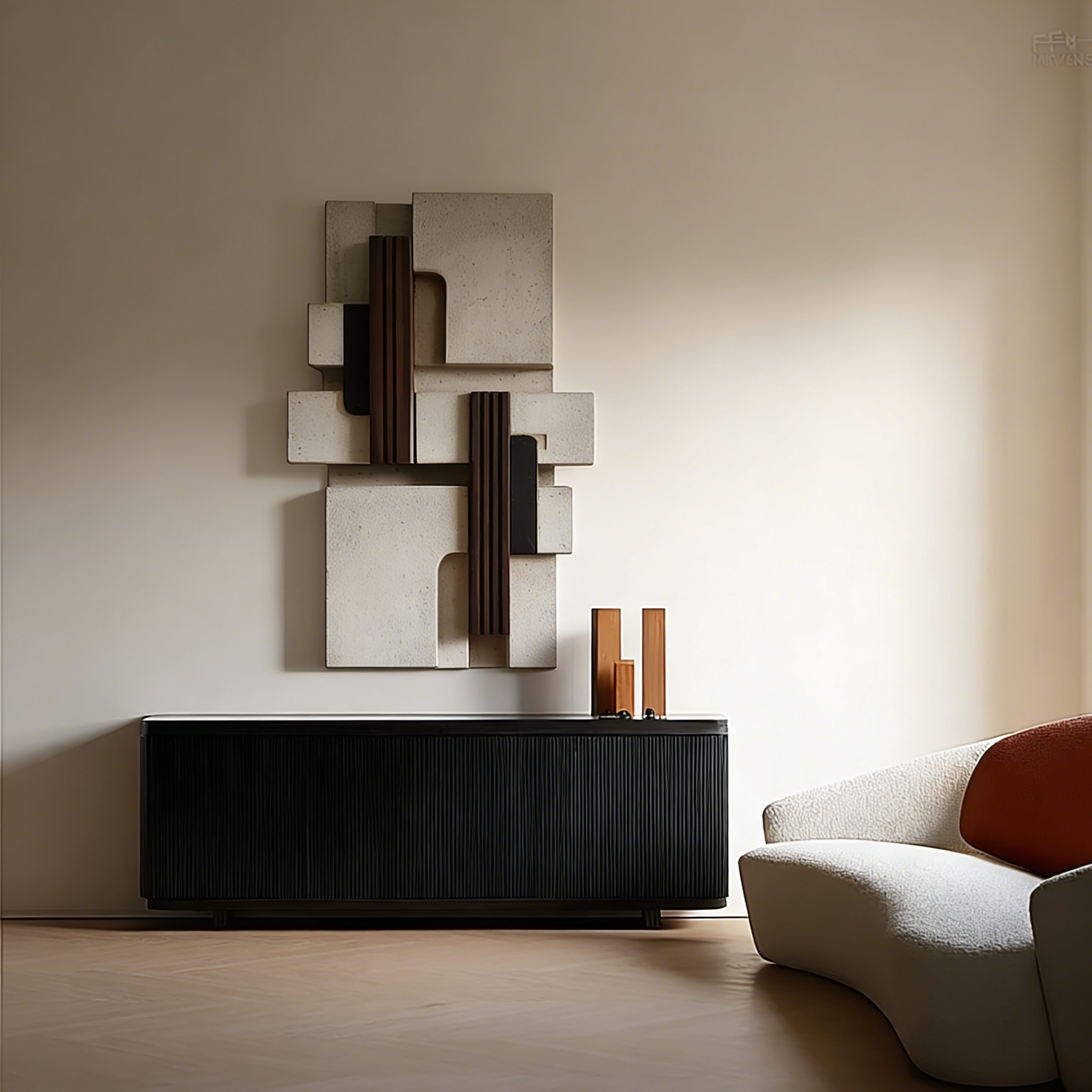 Abstract Wood Wall Art, Modern Minimalist 3D Geometric Wall Sculpture, Neutral Home Decor, Large Wooden Wall Panel,Living Room Statement Art
