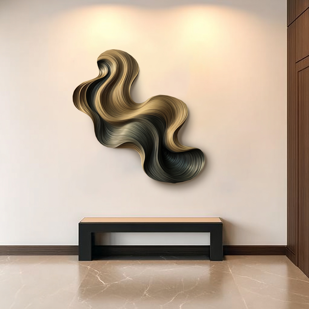 3D Wood Wave Wall Art: Modern Minimalist Sculpture
