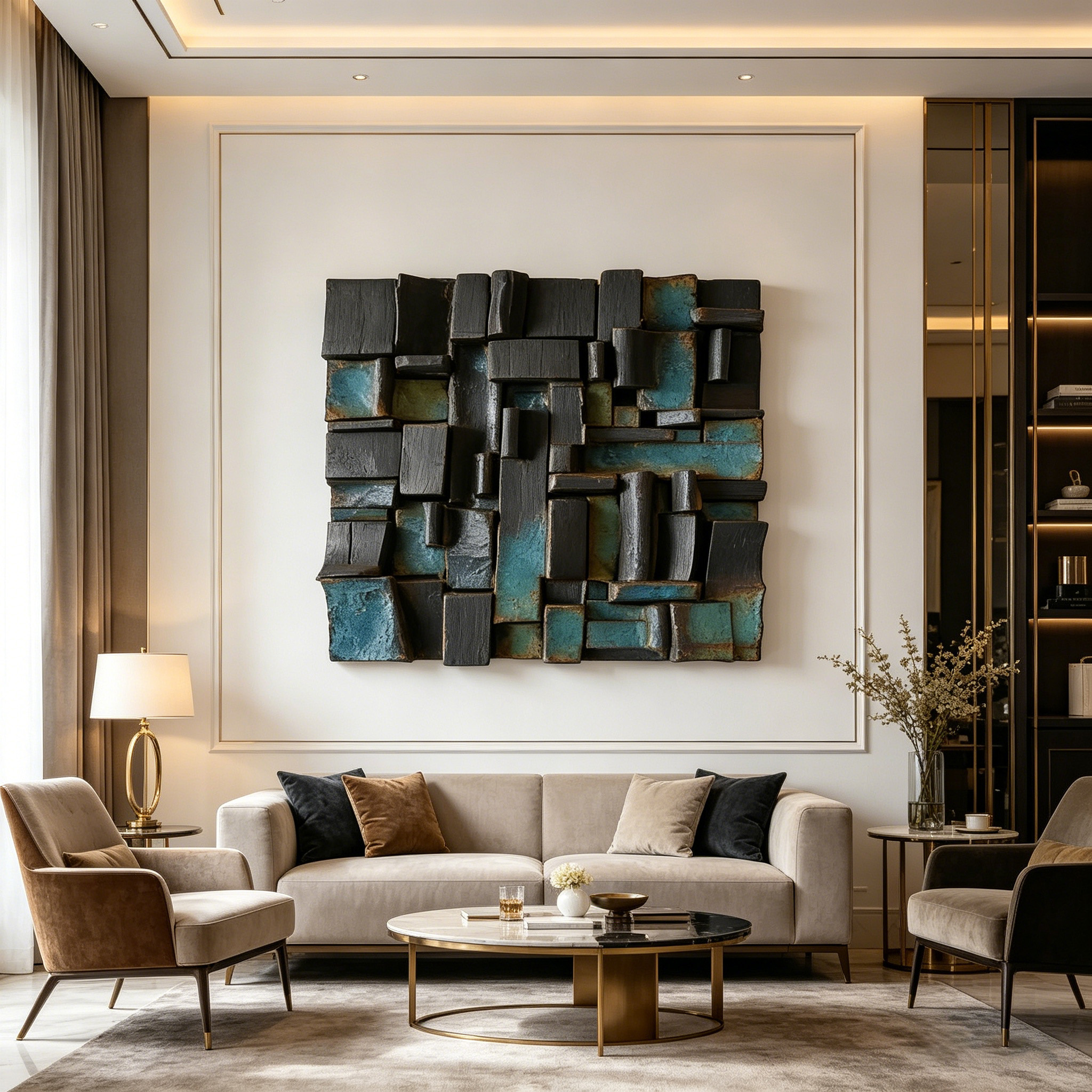Abstract Ceramic Wall Sculpture, Geometric Wall Art, Brutalist Textured Wall Decor, Modern Handmade Ceramic Art