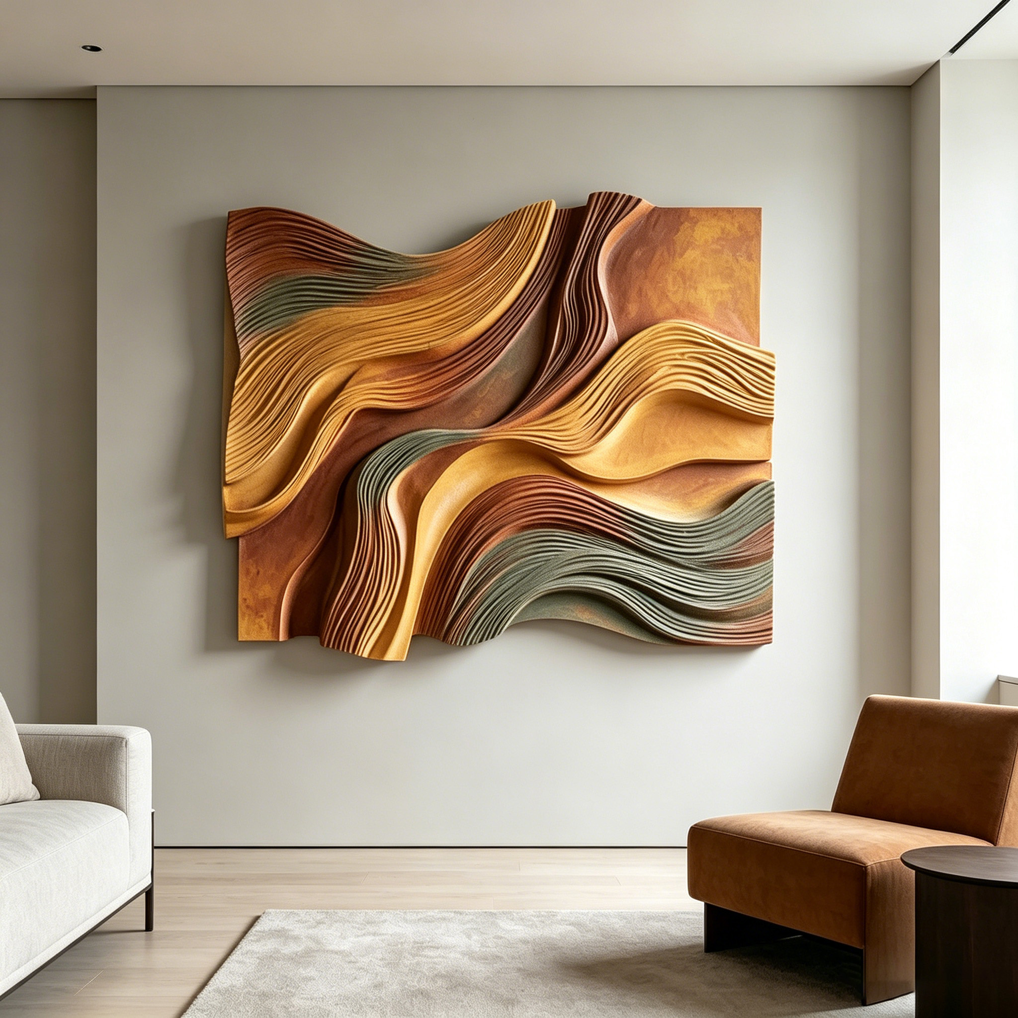 Layered Wood Wall Art, Parametric Wood Sculpture, Modern Organic Decor, Abstract Wooden Wall Hanging