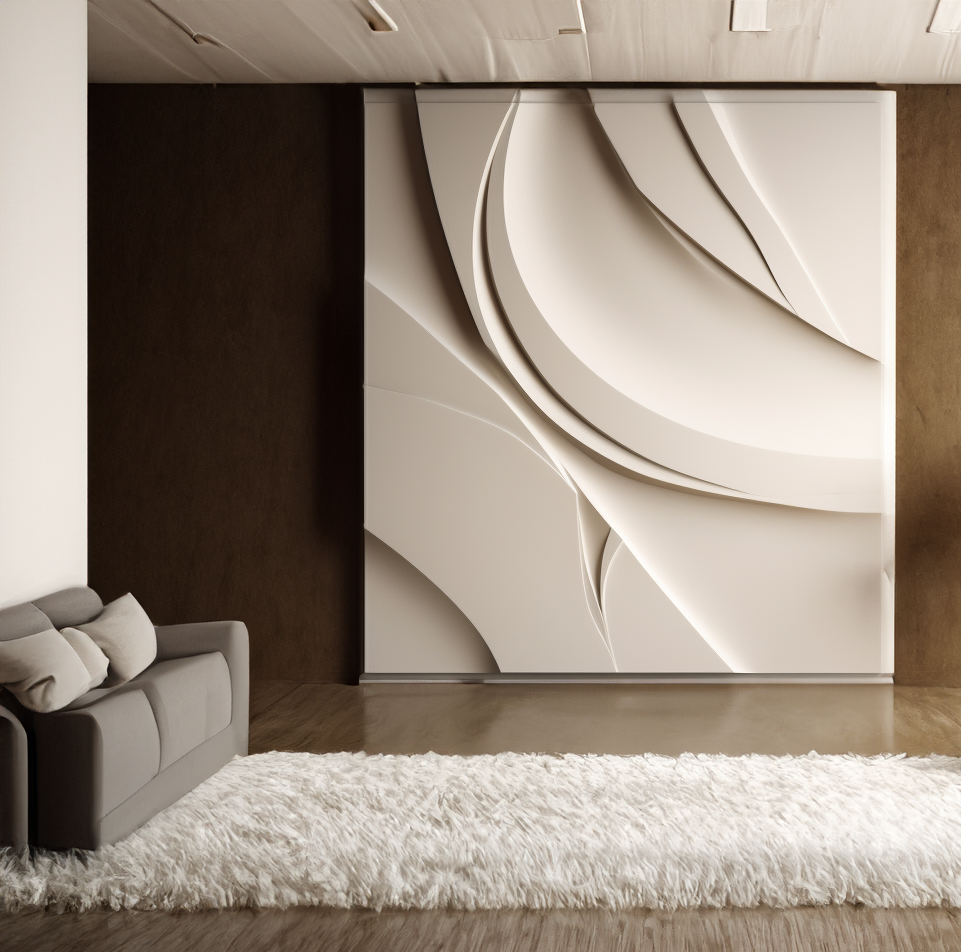 Large beige sculpture wall art- modern minimalist home decor- decorative board