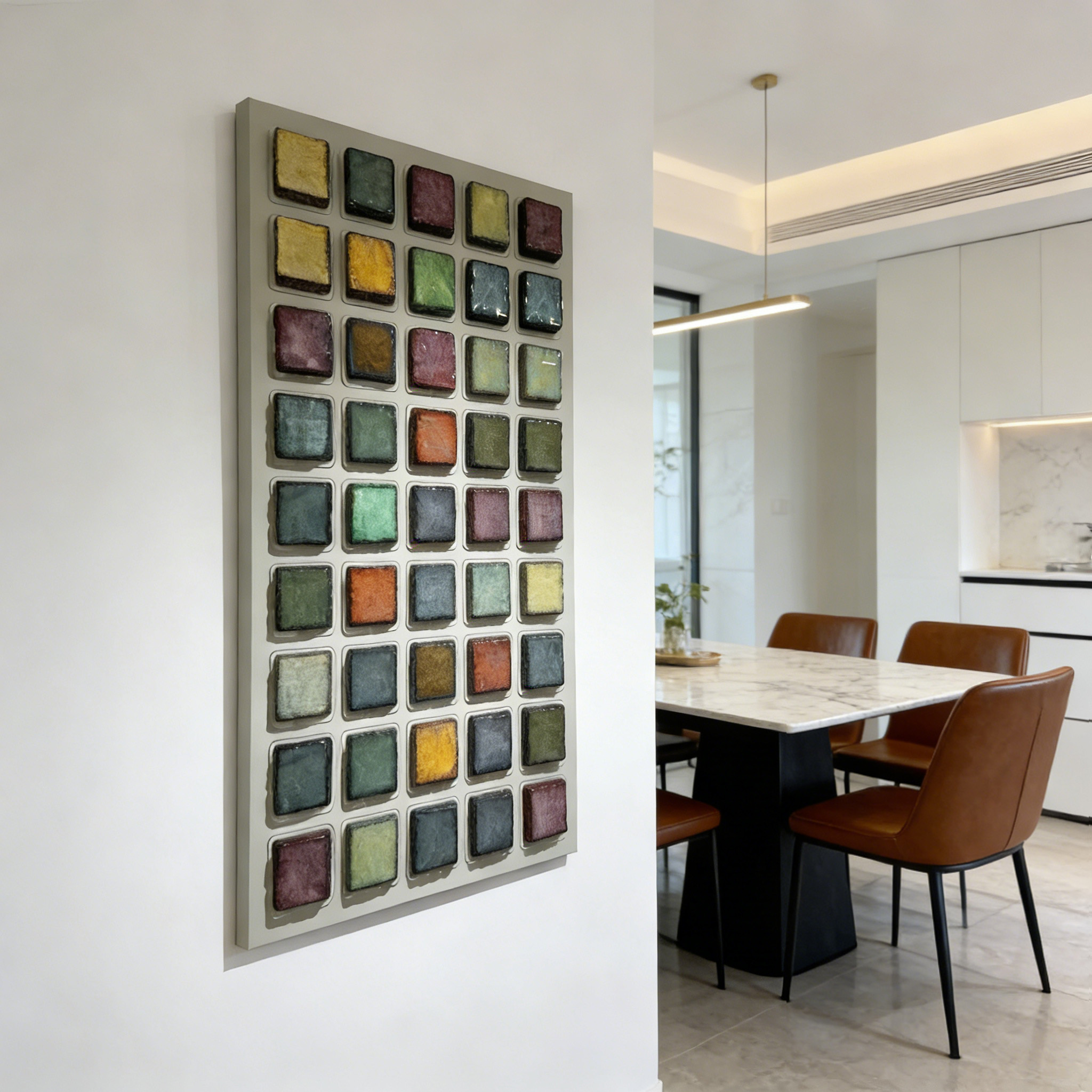 Large Ceramic Wall Art, Modern Geometric Abstract Sculpture, Textured Mixed Media Artwork, Luxury Contemporary Wall Decor