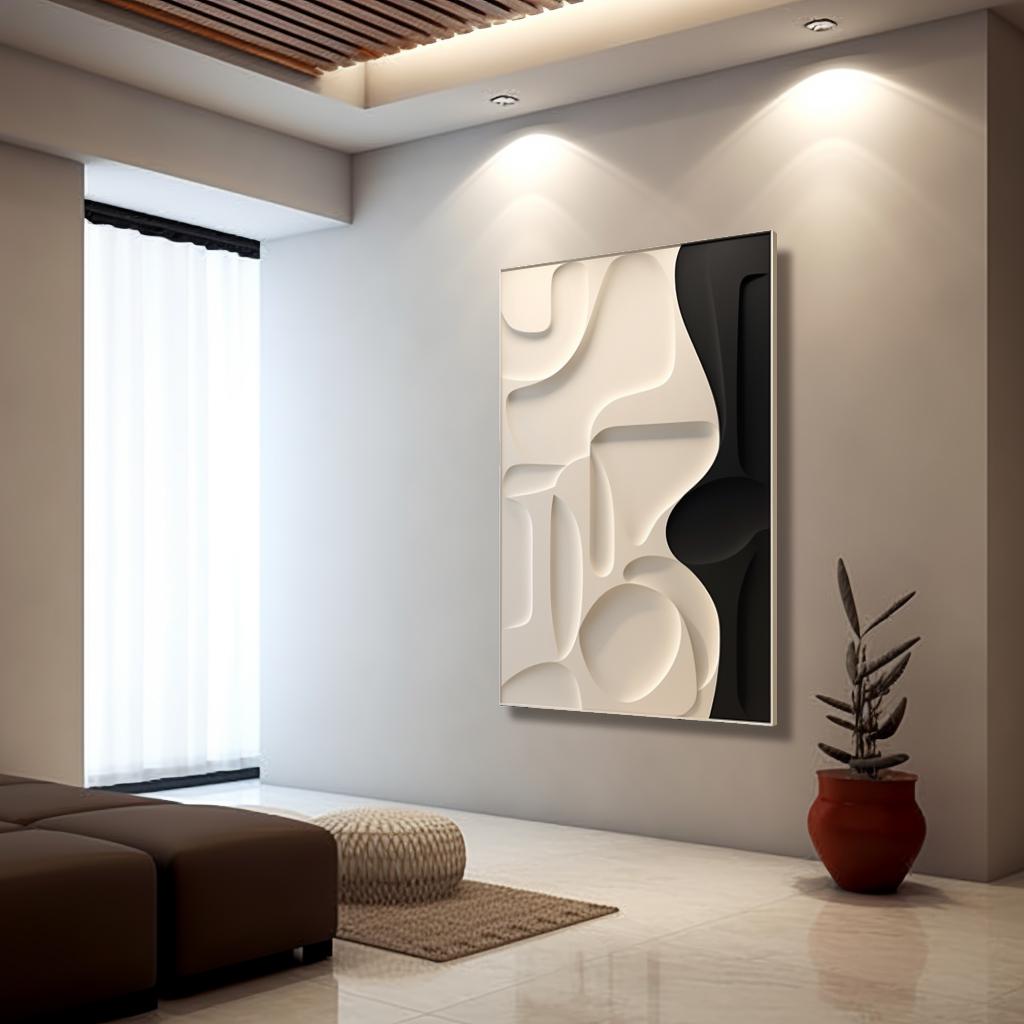 Modern Abstract Line Wood Wall Art – Hand-Carved Wooden Panel | Minimalist Textured Wall Sculpture for Living Room or Home Decor