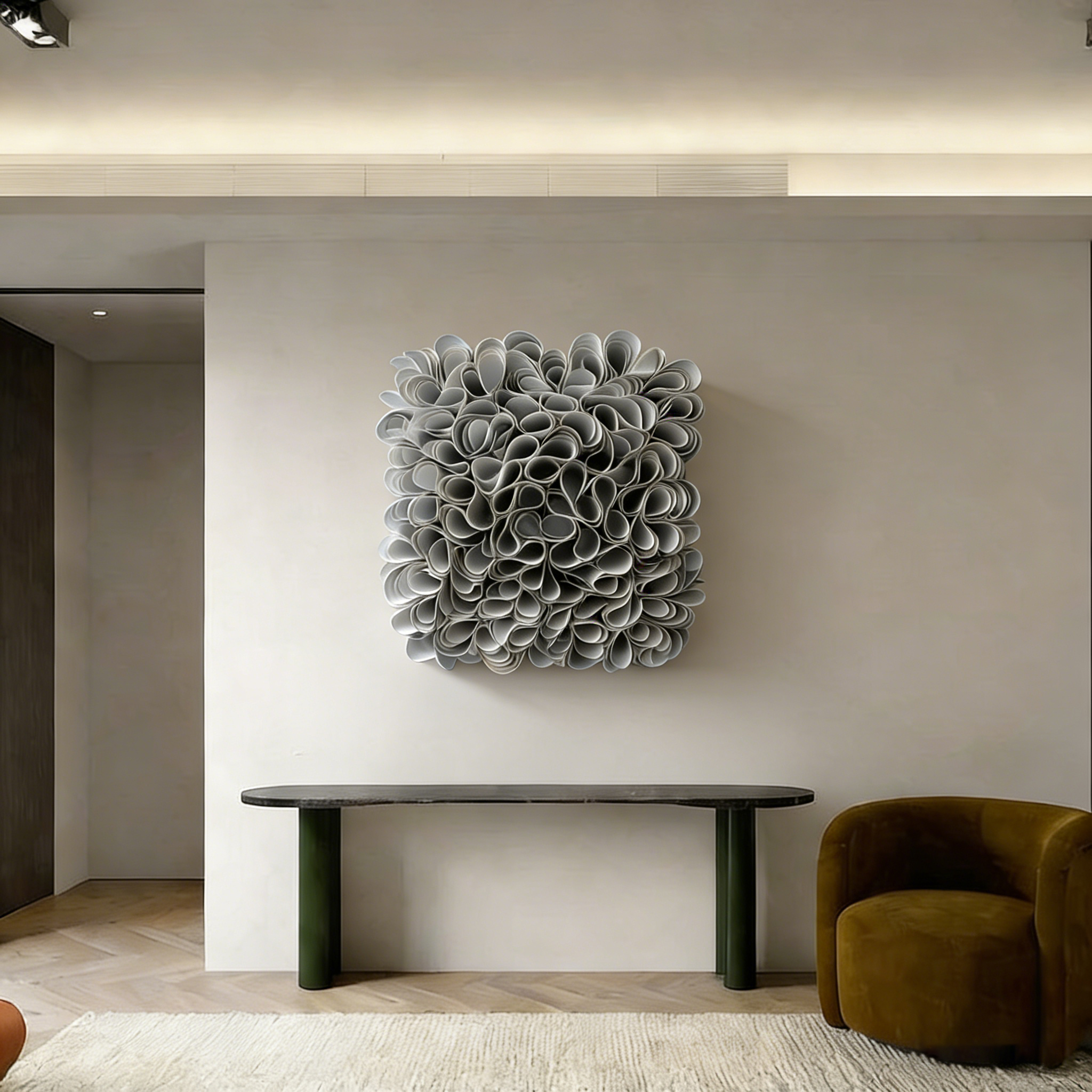 Handmade 3D Paper Sculpture Wall Art, Abstract Textured Paper Relief, Minimalist Modern Wall Decor, Scandinavian Home Decoration Gift