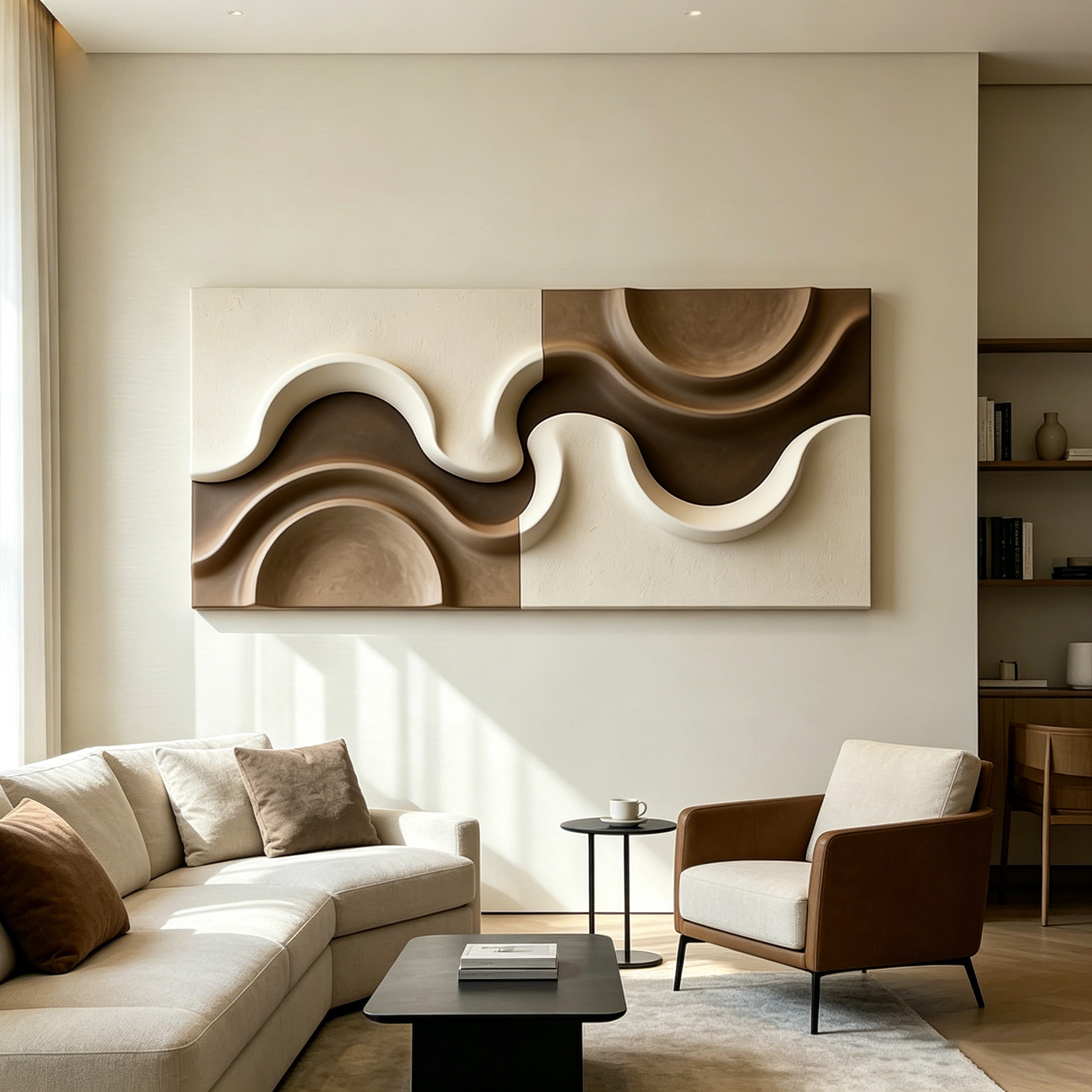 Abstract Wood Wall Art, Modern Organic Sculpture, Neutral Beige Wall Decor, Japandi Wooden Wall Hanging