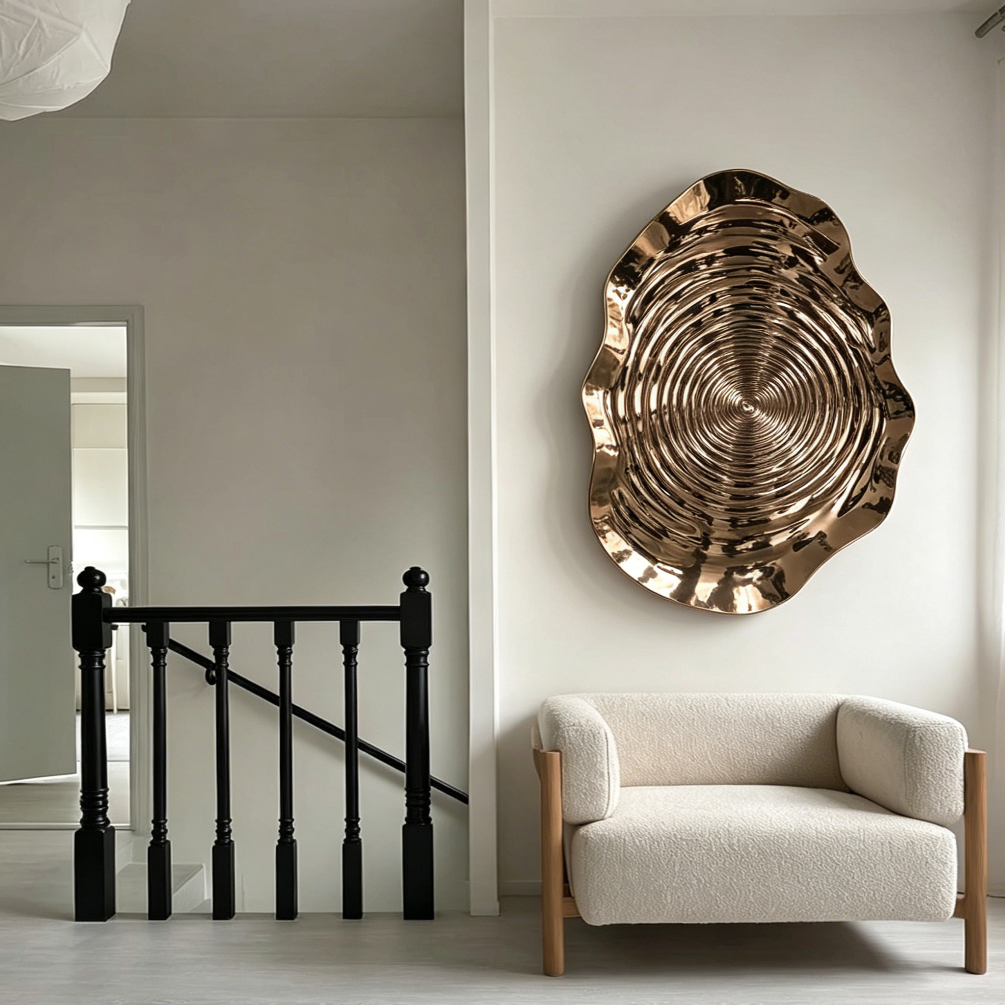 Large Metal Wall Art Sculpture, Modern Abstract Wall Decor, Bronze Metallic Wall Hanging, Contemporary Luxury Statement Art