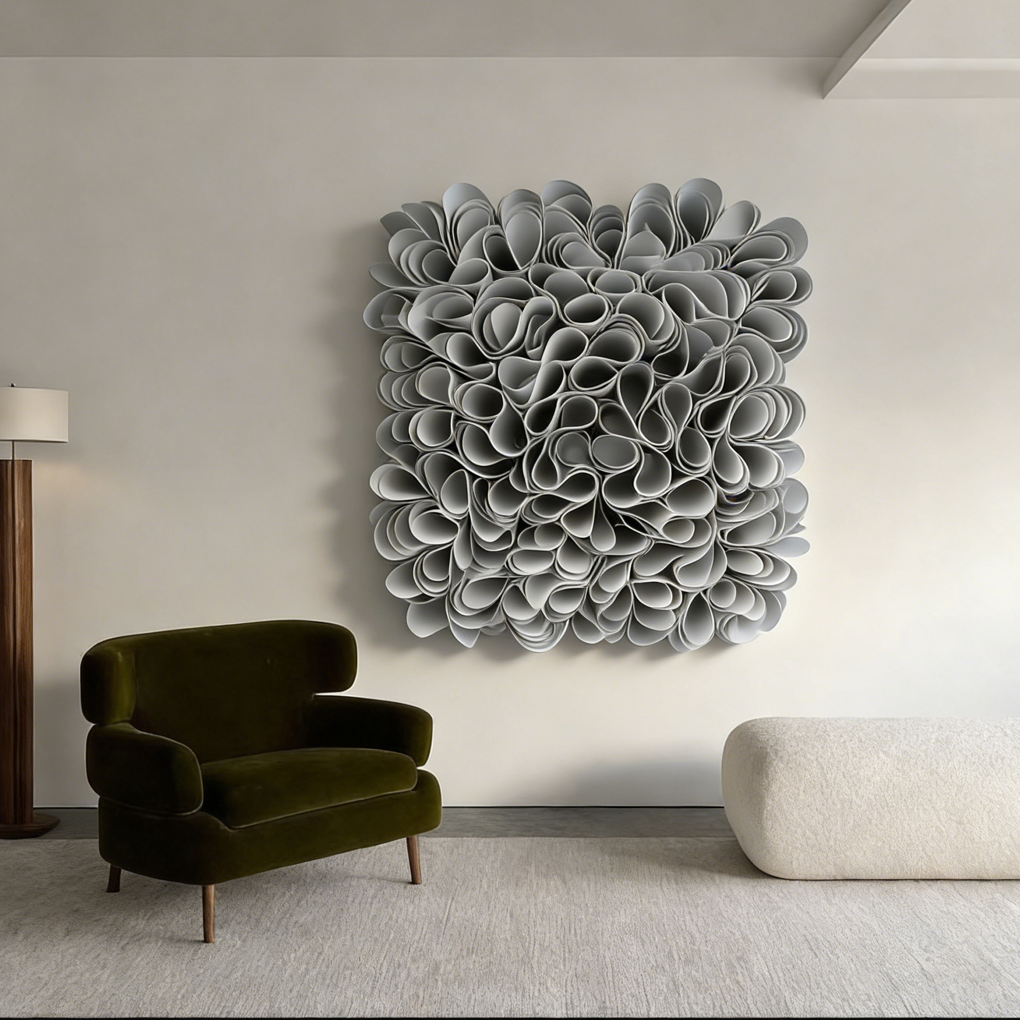 Handmade 3D Paper Sculpture Wall Art, Abstract Textured Paper Relief, Minimalist Modern Wall Decor, Scandinavian Home Decoration Gift
