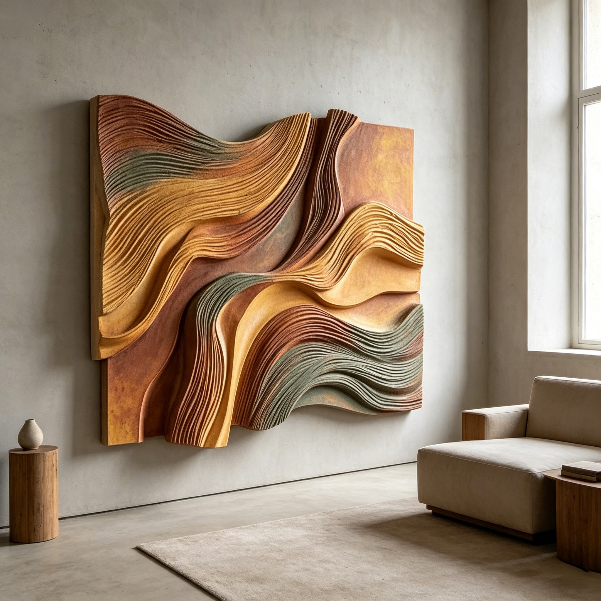 Layered Wood Wall Art, Parametric Wood Sculpture, Modern Organic Decor, Abstract Wooden Wall Hanging