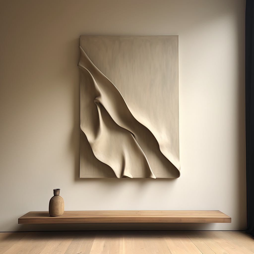 light yellow textured wall art- wood carving