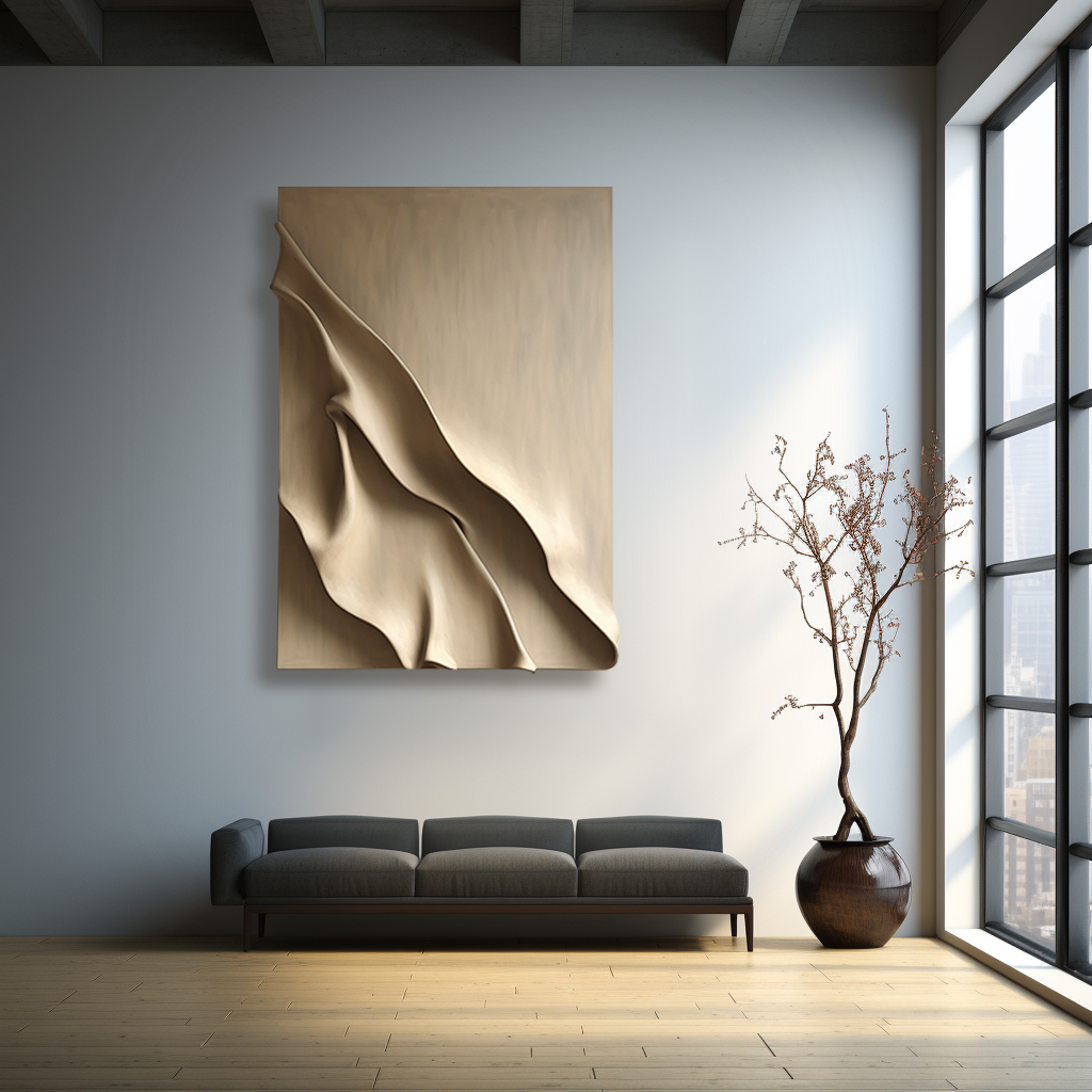 light yellow textured wall art- wood carving