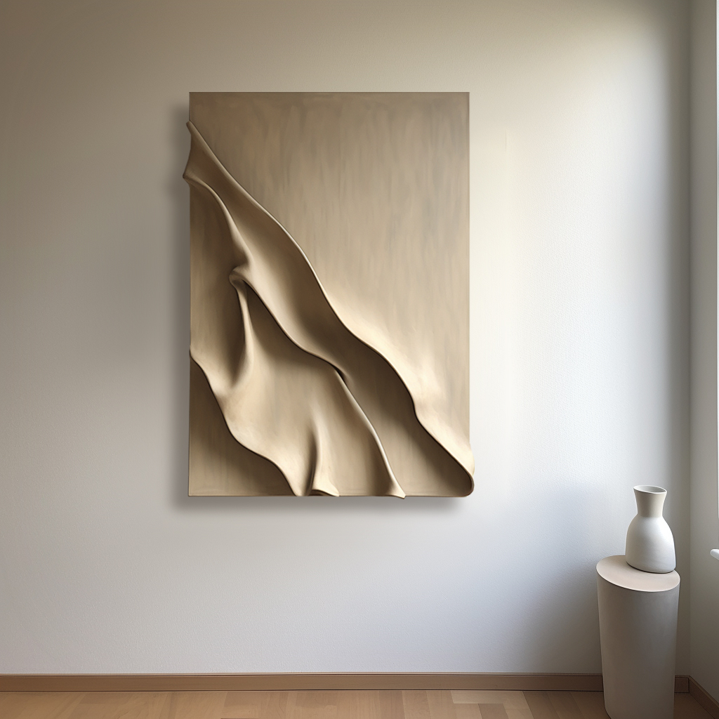 light yellow textured wall art- wood carving