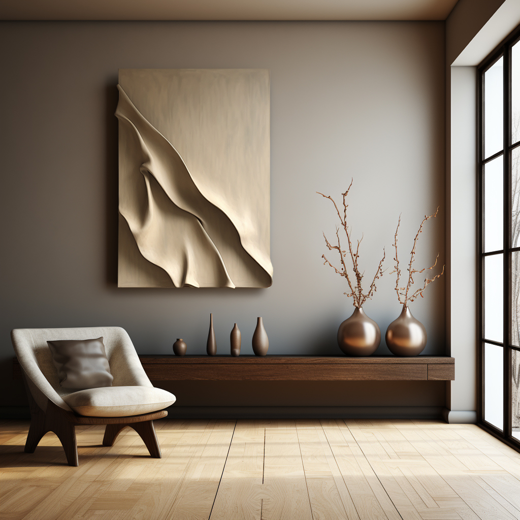 light yellow textured wall art- wood carving