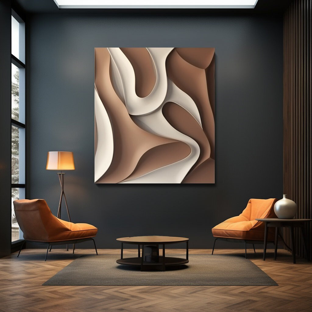 Striped Wave-Shaped 3D Wooden Wall Art – Bold Color Contrast Modern Sculpture | Abstract Textured Wall Panel for Living Room or Office Decor