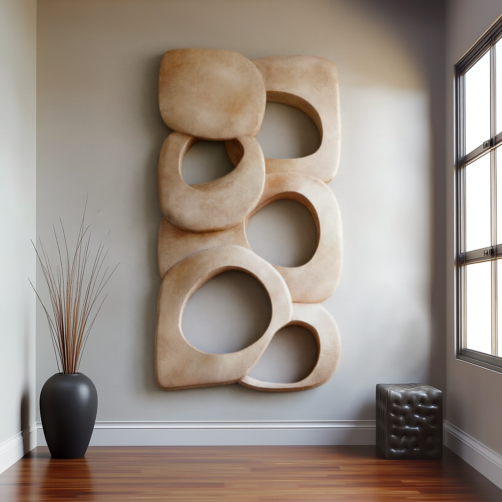 Large Organic Modern Wall Art, 3D Sculptural Wood Wall Decor, Textured Abstract Relief Panel, Neutral Minimalist Wall Hanging