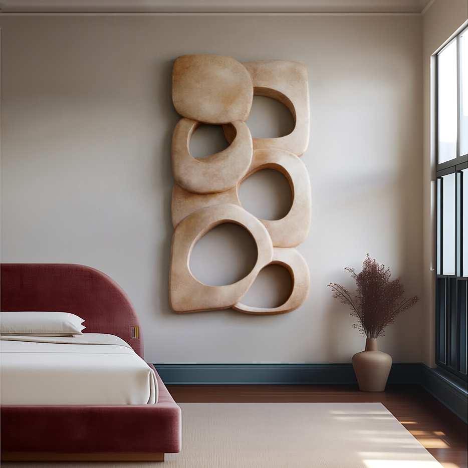 Large Organic Modern Wall Art, 3D Sculptural Wood Wall Decor, Textured Abstract Relief Panel, Neutral Minimalist Wall Hanging