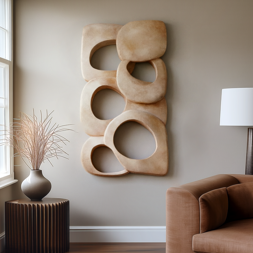 Large Organic Modern Wall Art, 3D Sculptural Wood Wall Decor, Textured Abstract Relief Panel, Neutral Minimalist Wall Hanging