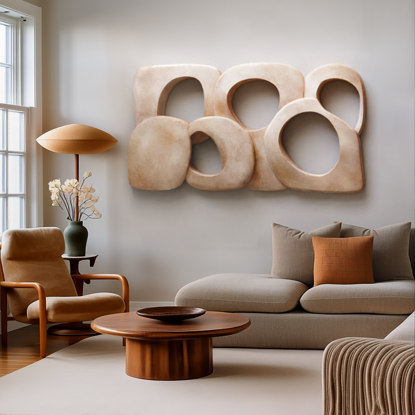Large Organic Modern Wall Art, 3D Sculptural Wood Wall Decor, Textured Abstract Relief Panel, Neutral Minimalist Wall Hanging